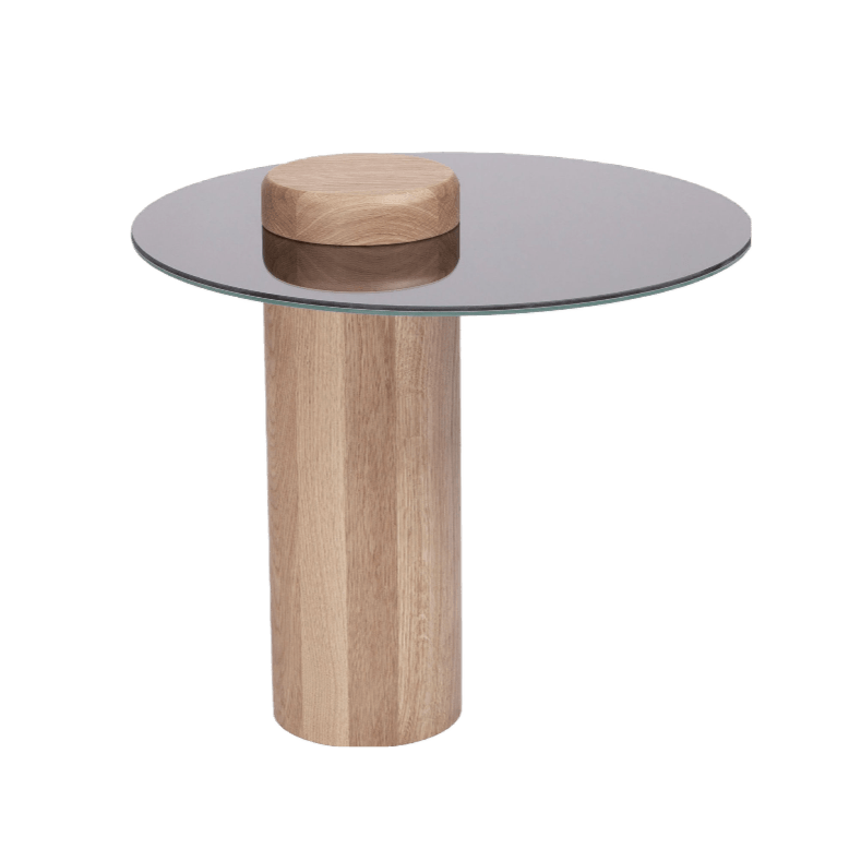 SKIEN #2 table natural oak with mirror top - Eye on Design