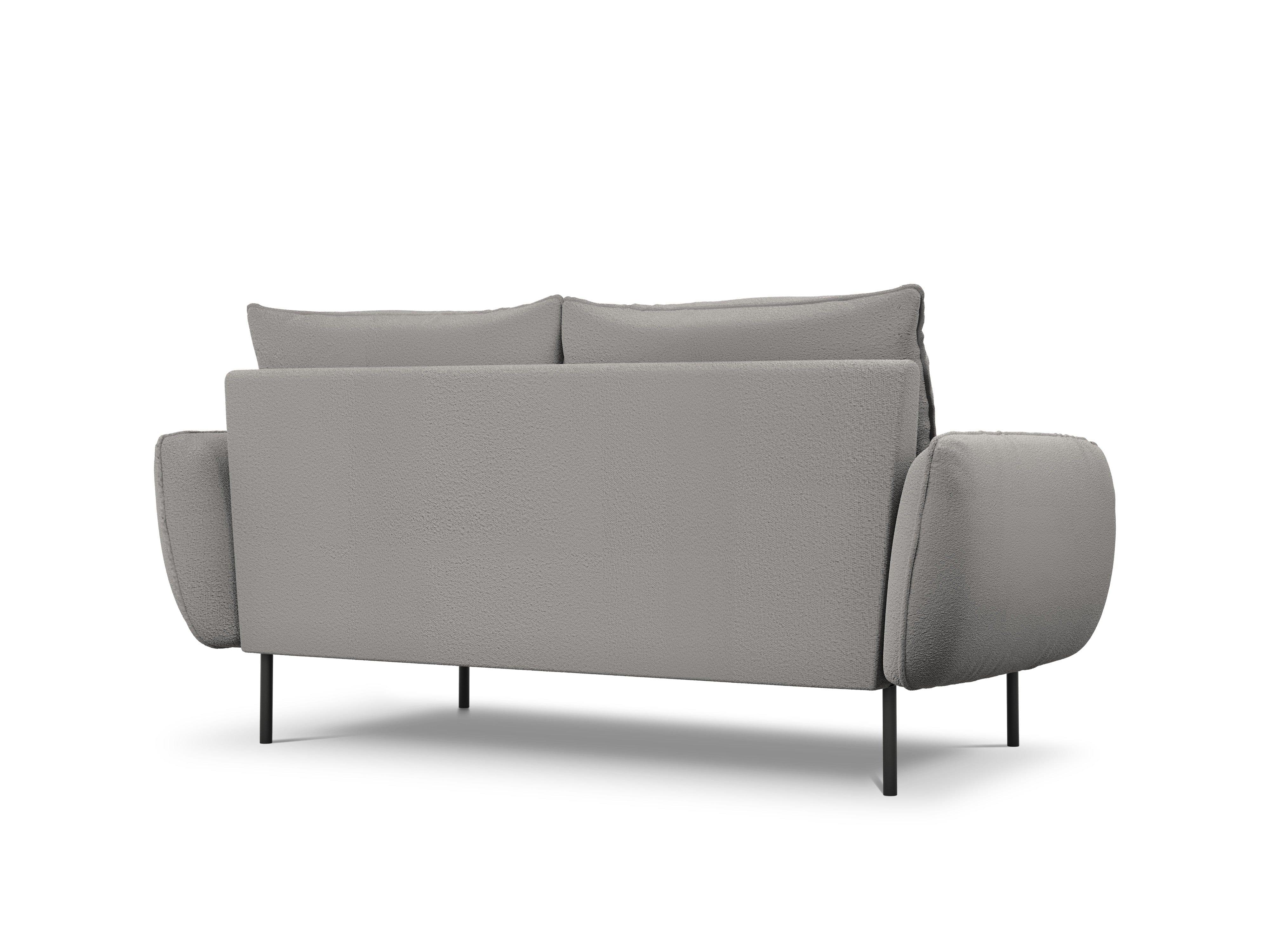 Sofa in boucle fabric 2 seater VIENNA grey with black base - Eye on Design