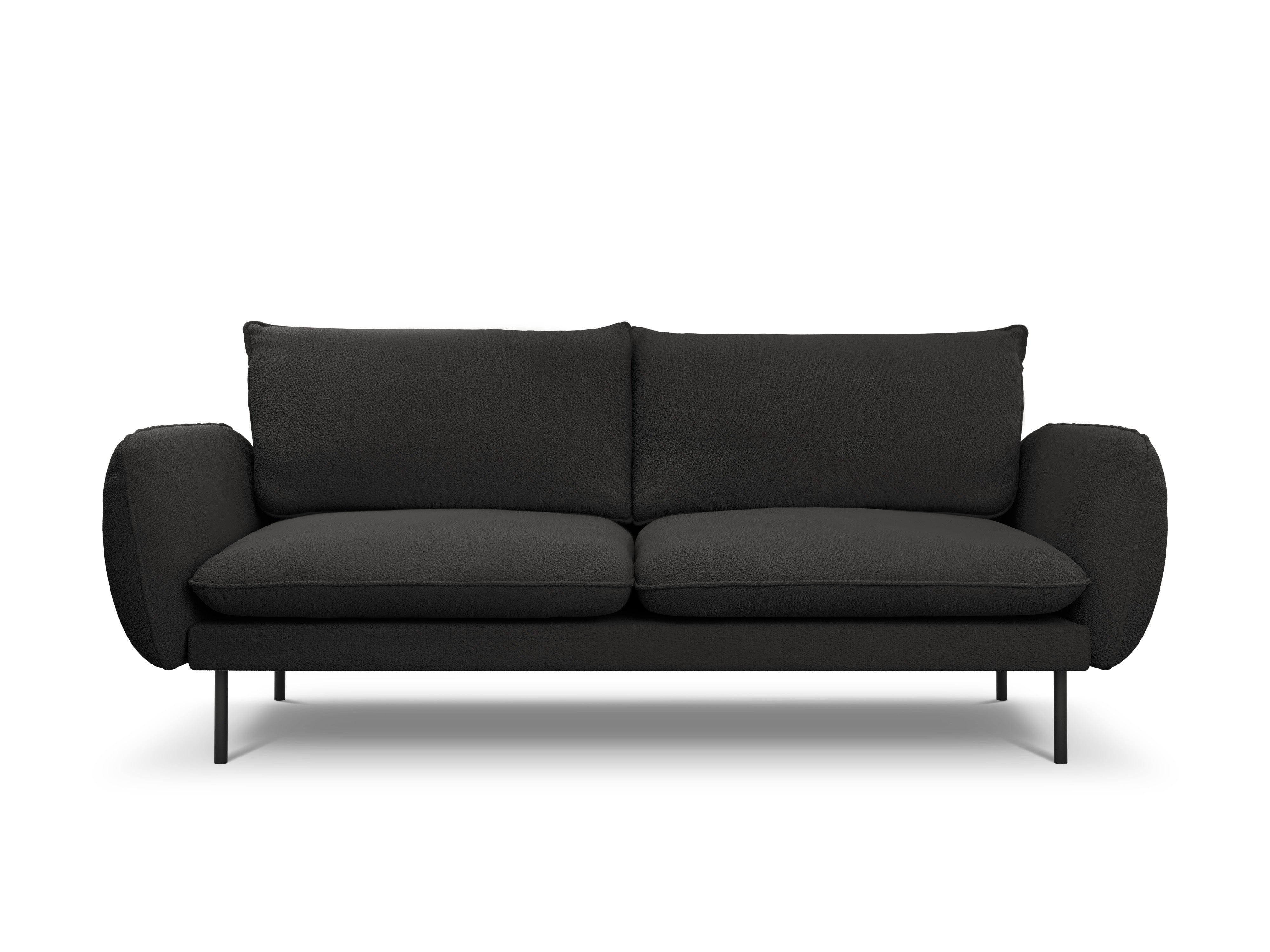 Sofa in boucle fabric 3-seater VIENNA black with black base - Eye on Design