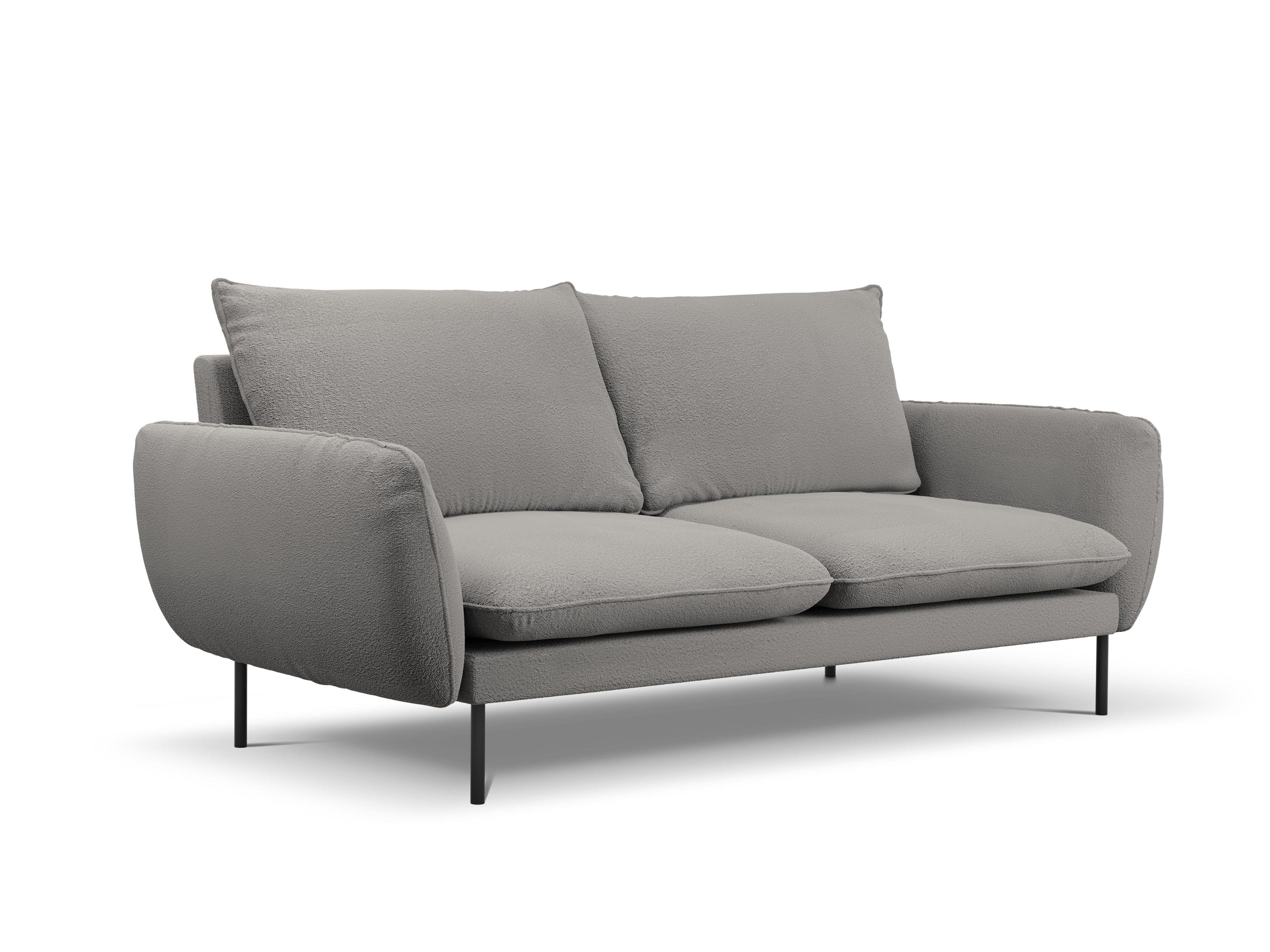 Sofa in boucle fabric 3-seater VIENNA grey with black base - Eye on Design