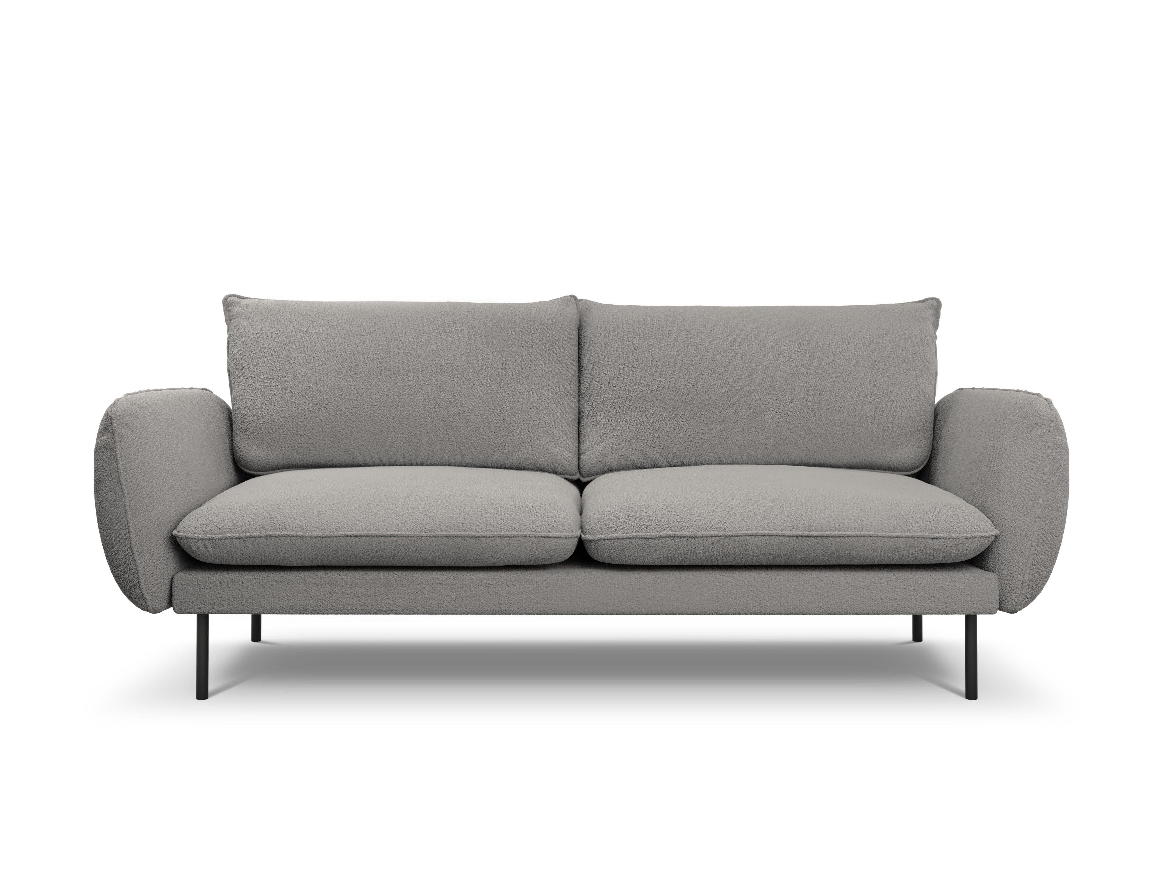 Sofa in boucle fabric 3-seater VIENNA grey with black base - Eye on Design