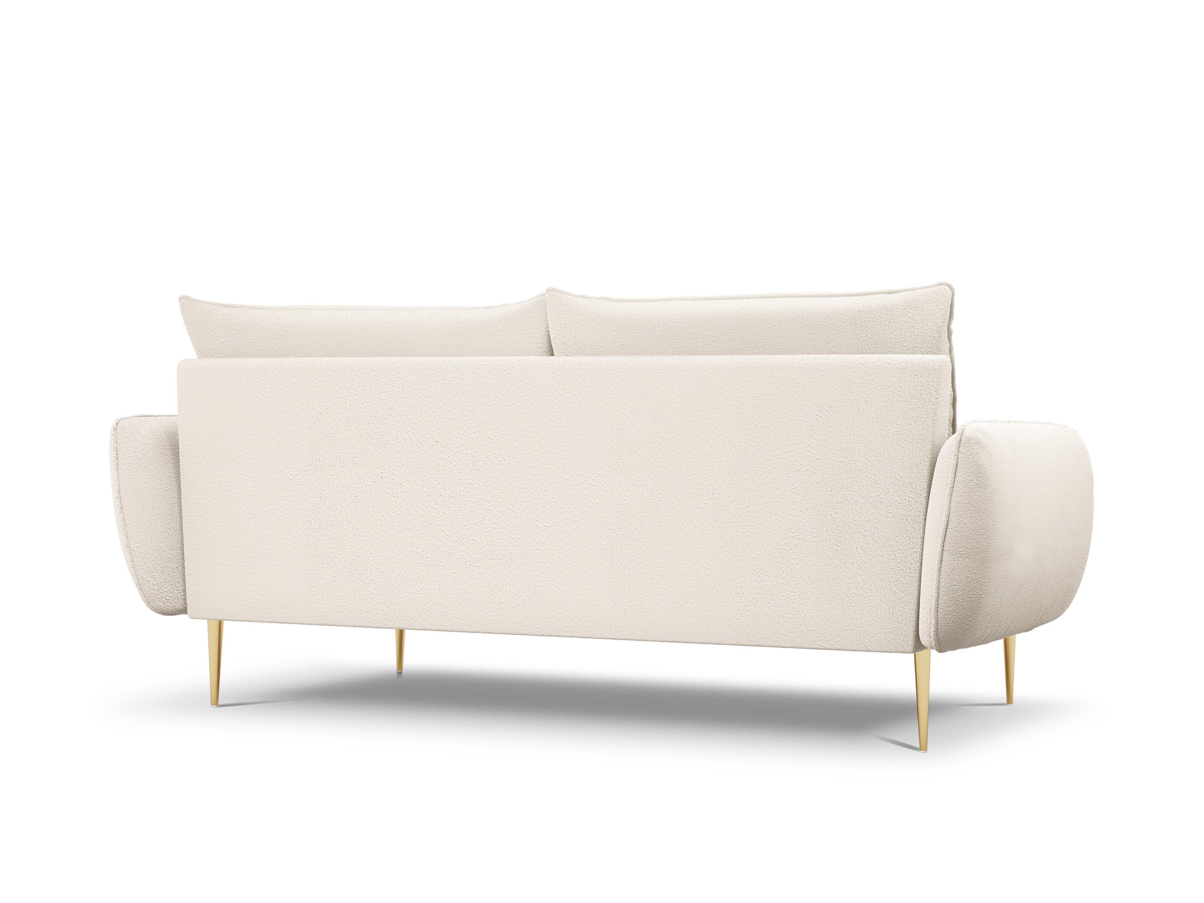 Sofa in boucle fabric 4-seater VIENNA beige with gold base - Eye on Design