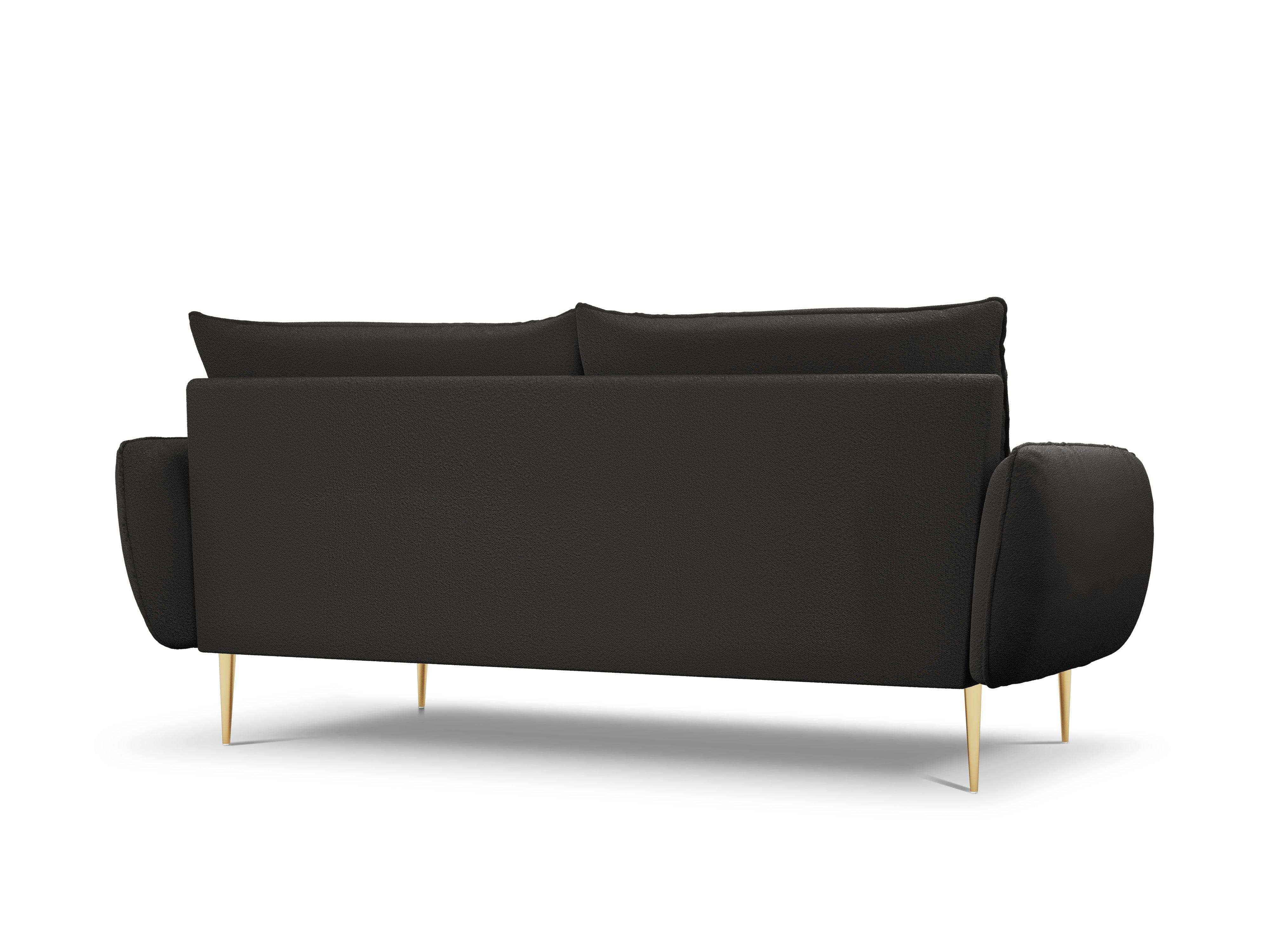 Sofa in boucle fabric 4-seater VIENNA black with gold base - Eye on Design