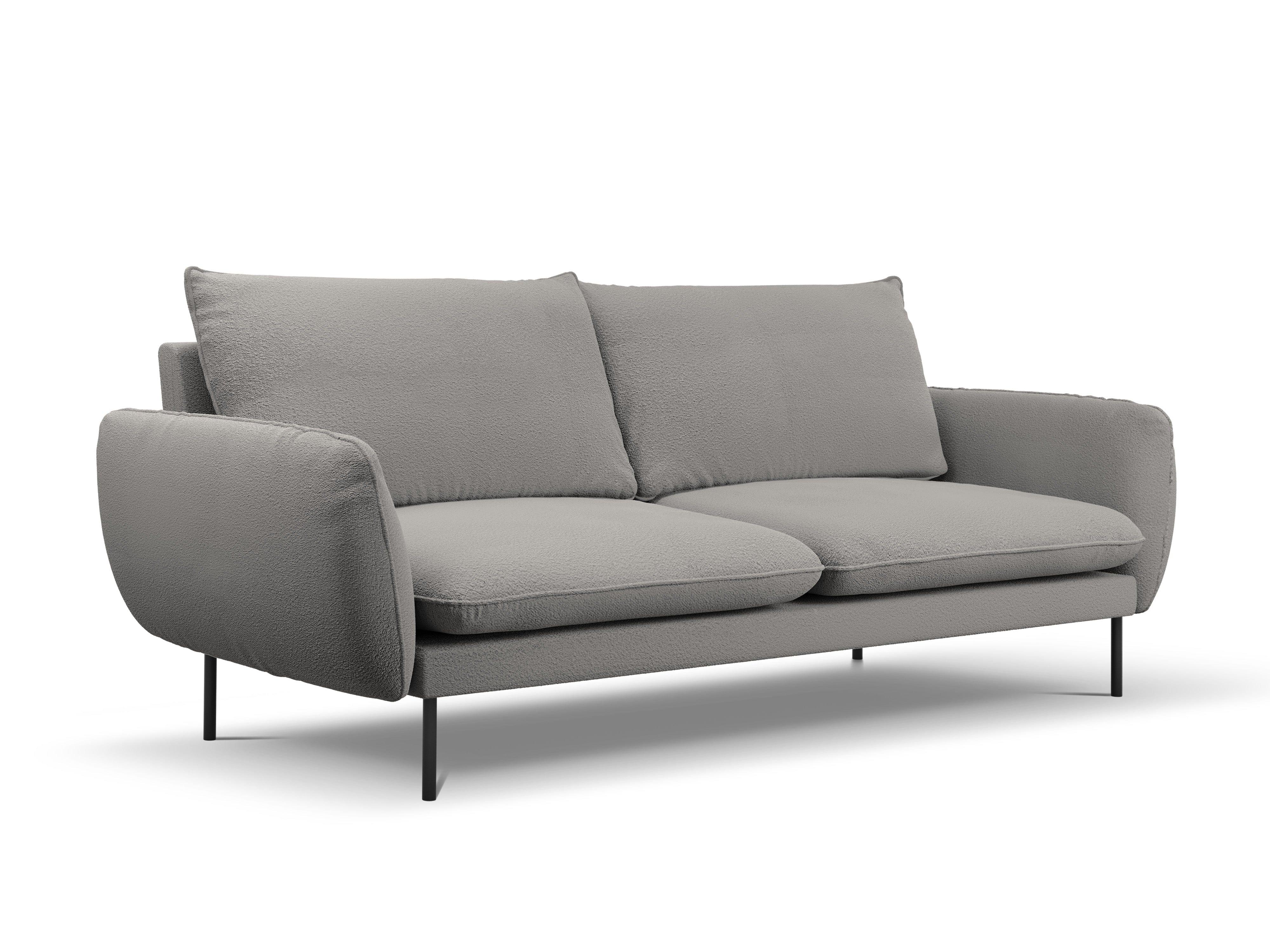 Sofa in boucle fabric 4-seater VIENNA grey with black base - Eye on Design