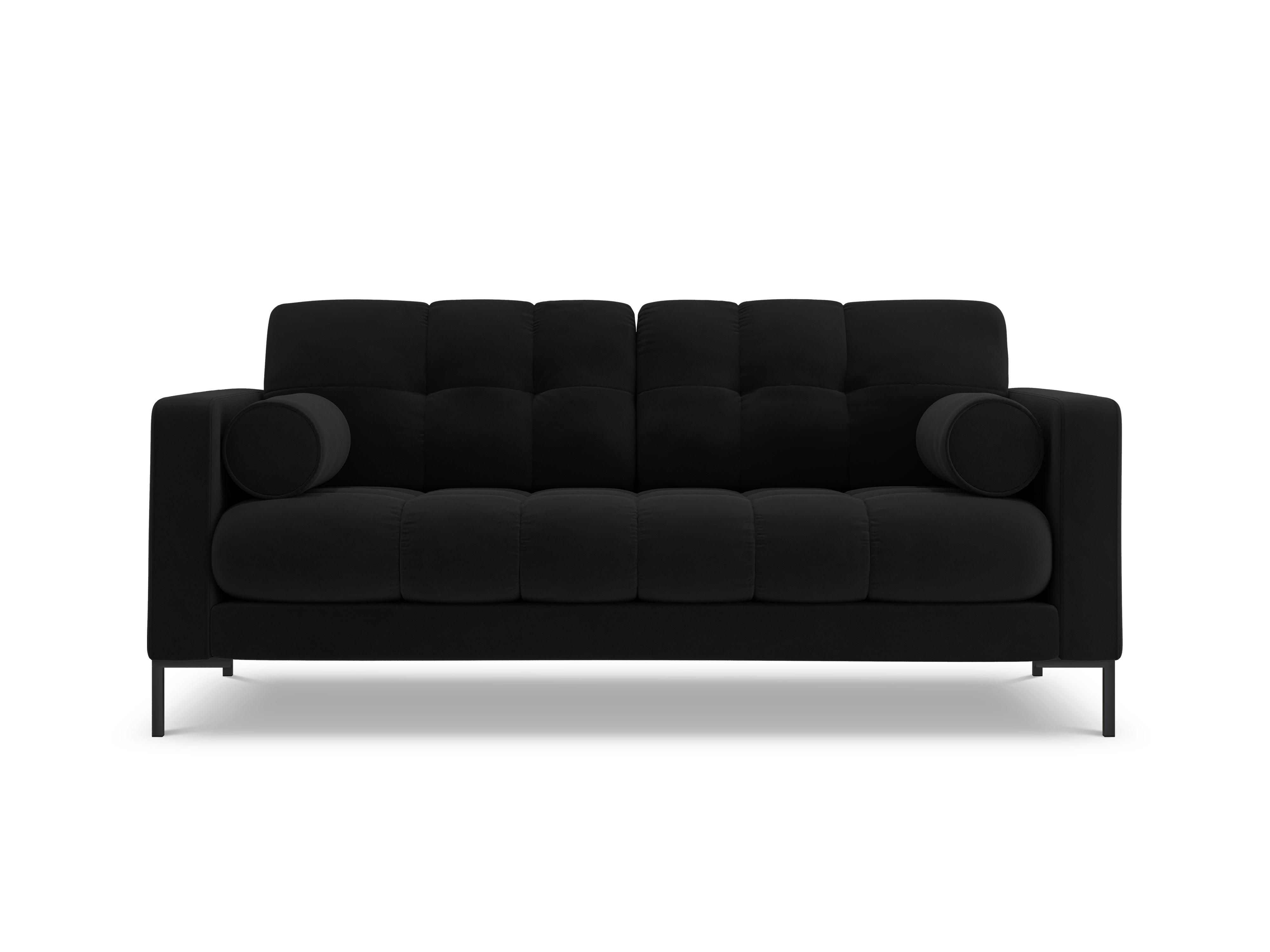 Sofa velvet 2-seater BALI black with black base - Eye on Design