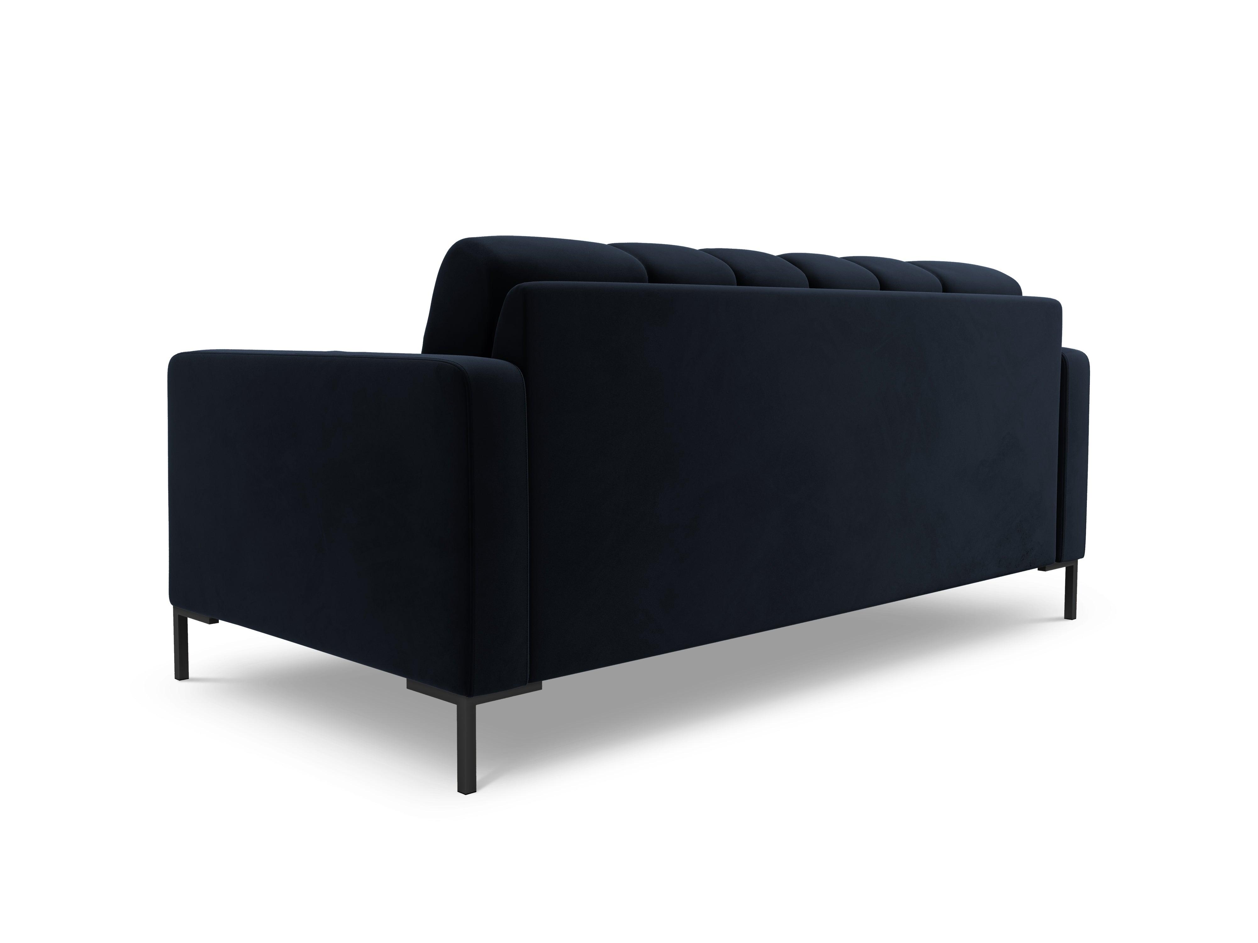 Sofa velvet 2-seater BALI dark blue with black base - Eye on Design