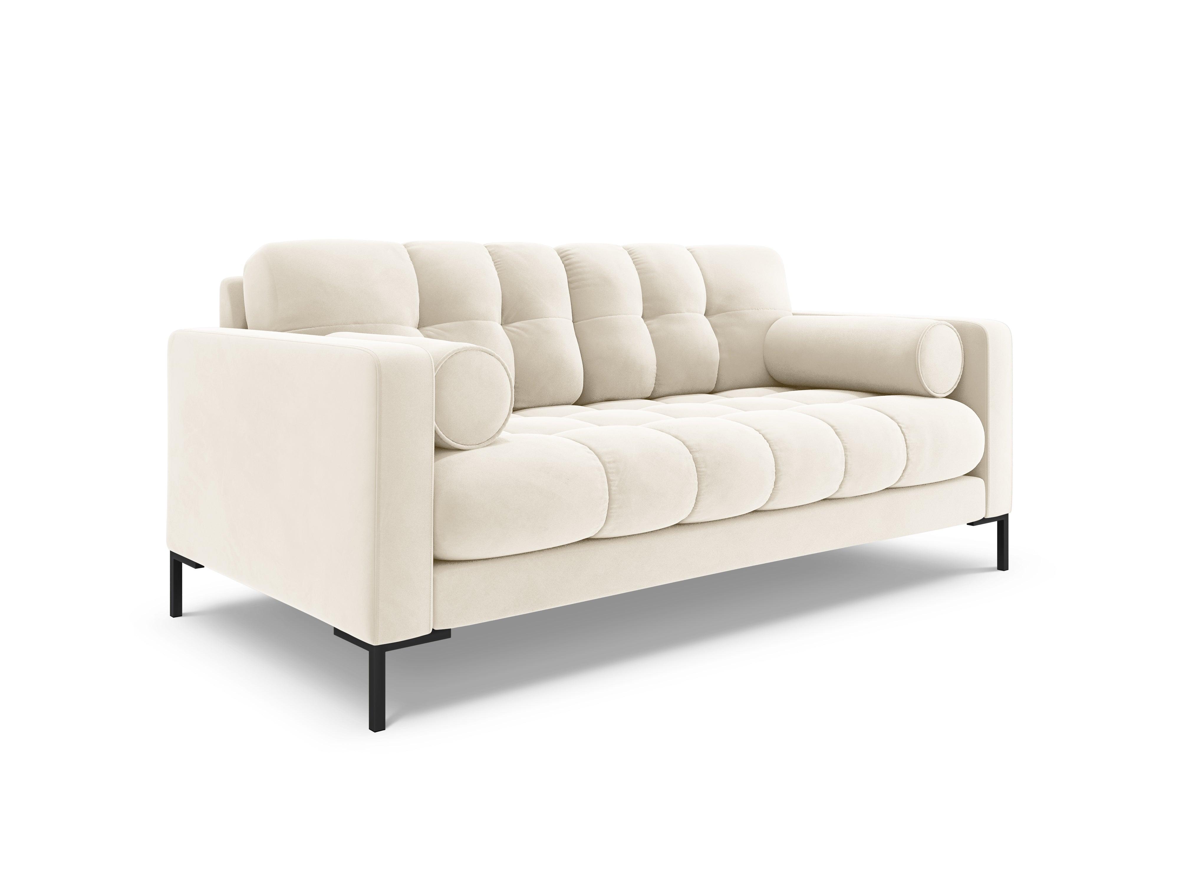 Sofa velvet 2-seater BALI light beige with black base - Eye on Design