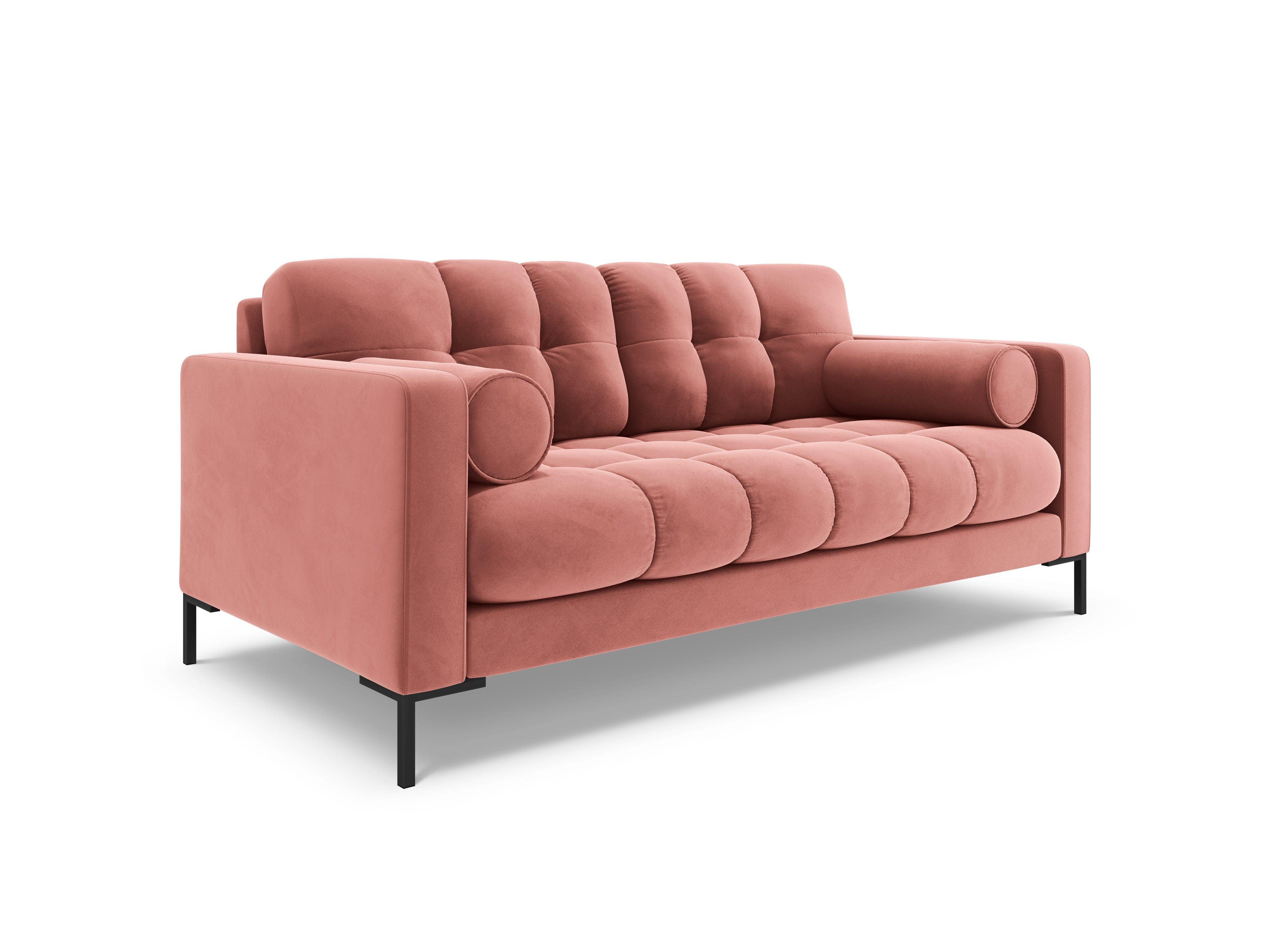 Sofa velvet 2-seater BALI pink with black base - Eye on Design