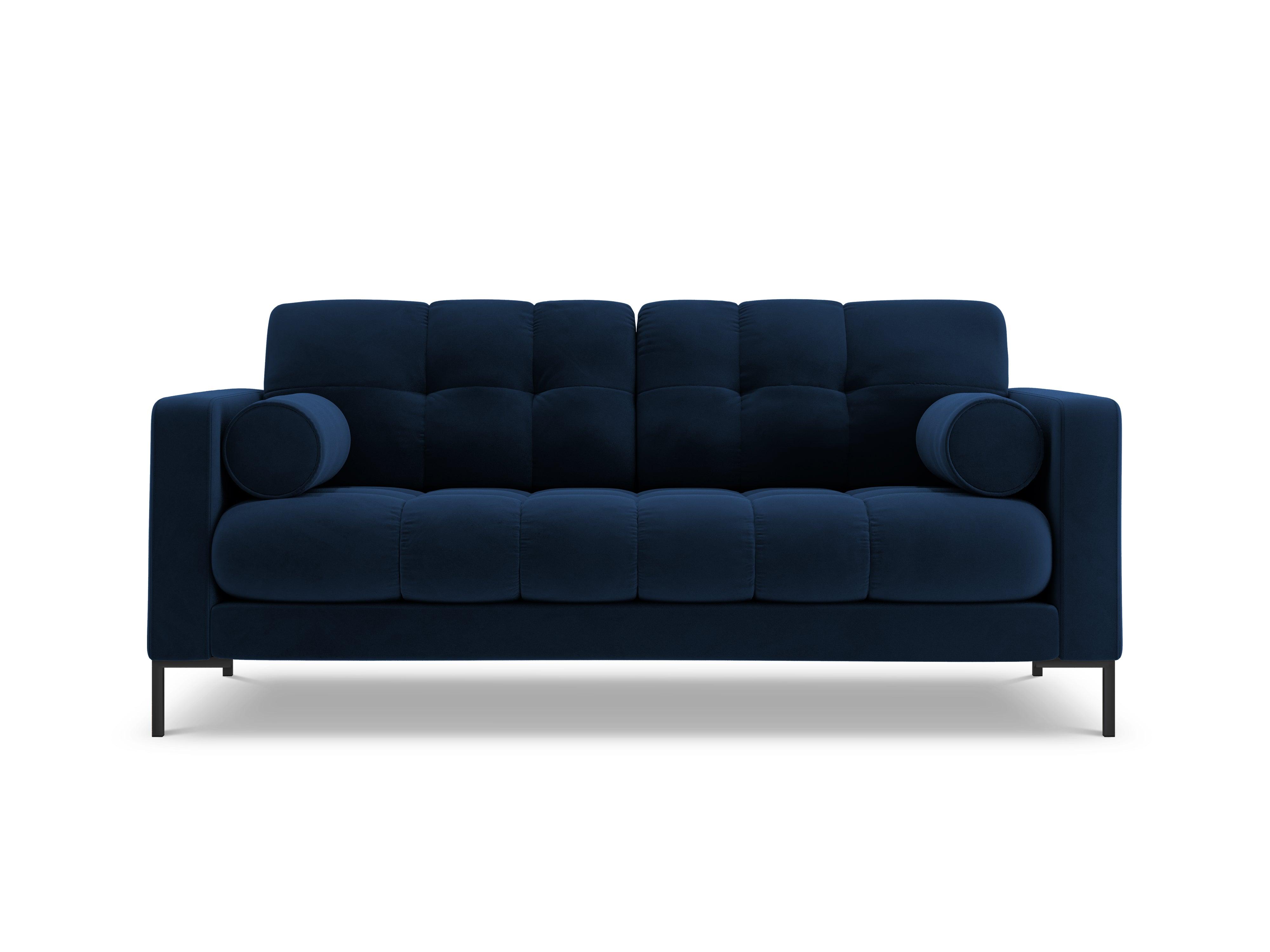 Sofa velvet 2-seater BALI royal blue with black base - Eye on Design