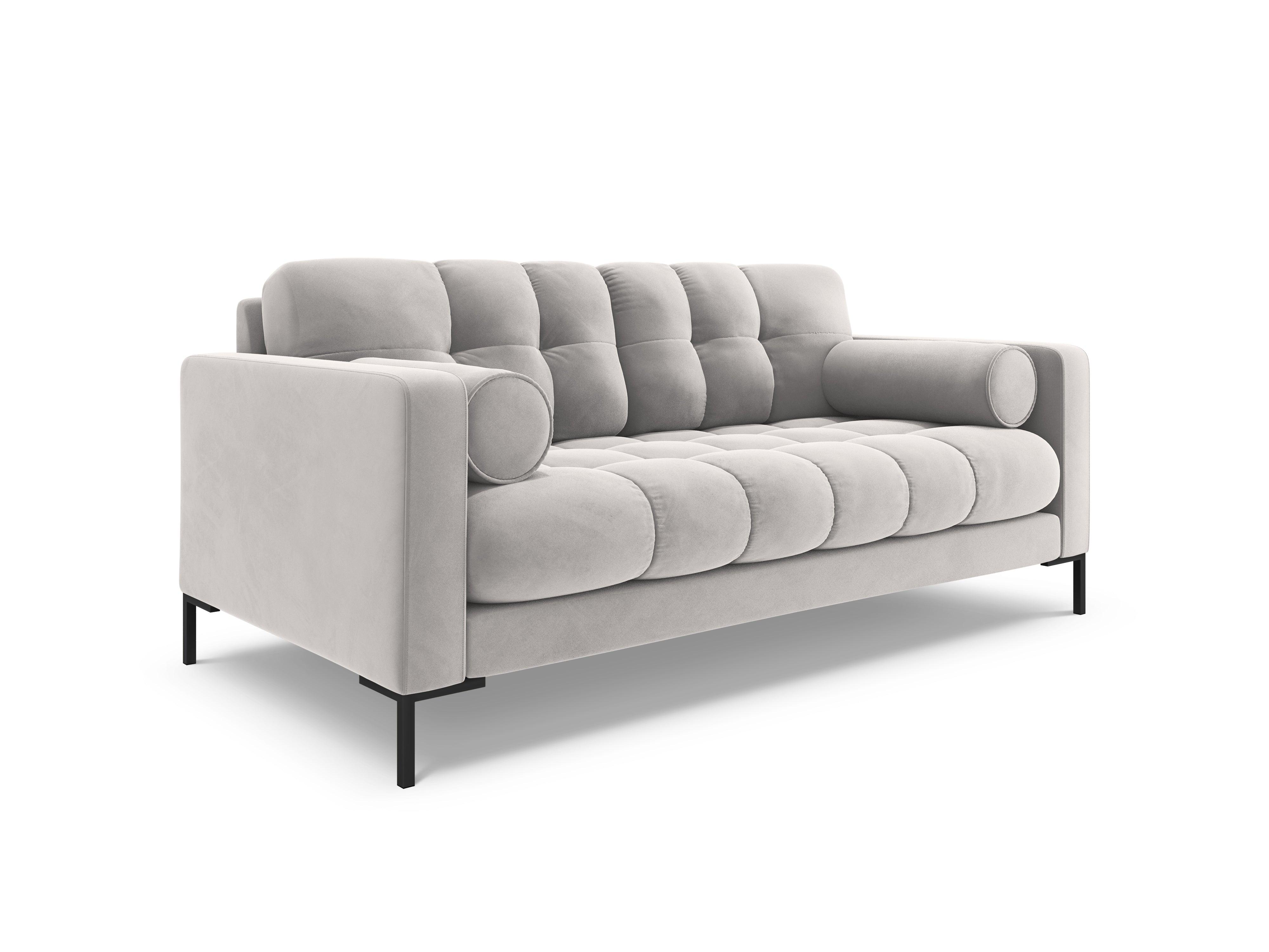 Sofa velvet 2-seater BALI silver with black base - Eye on Design