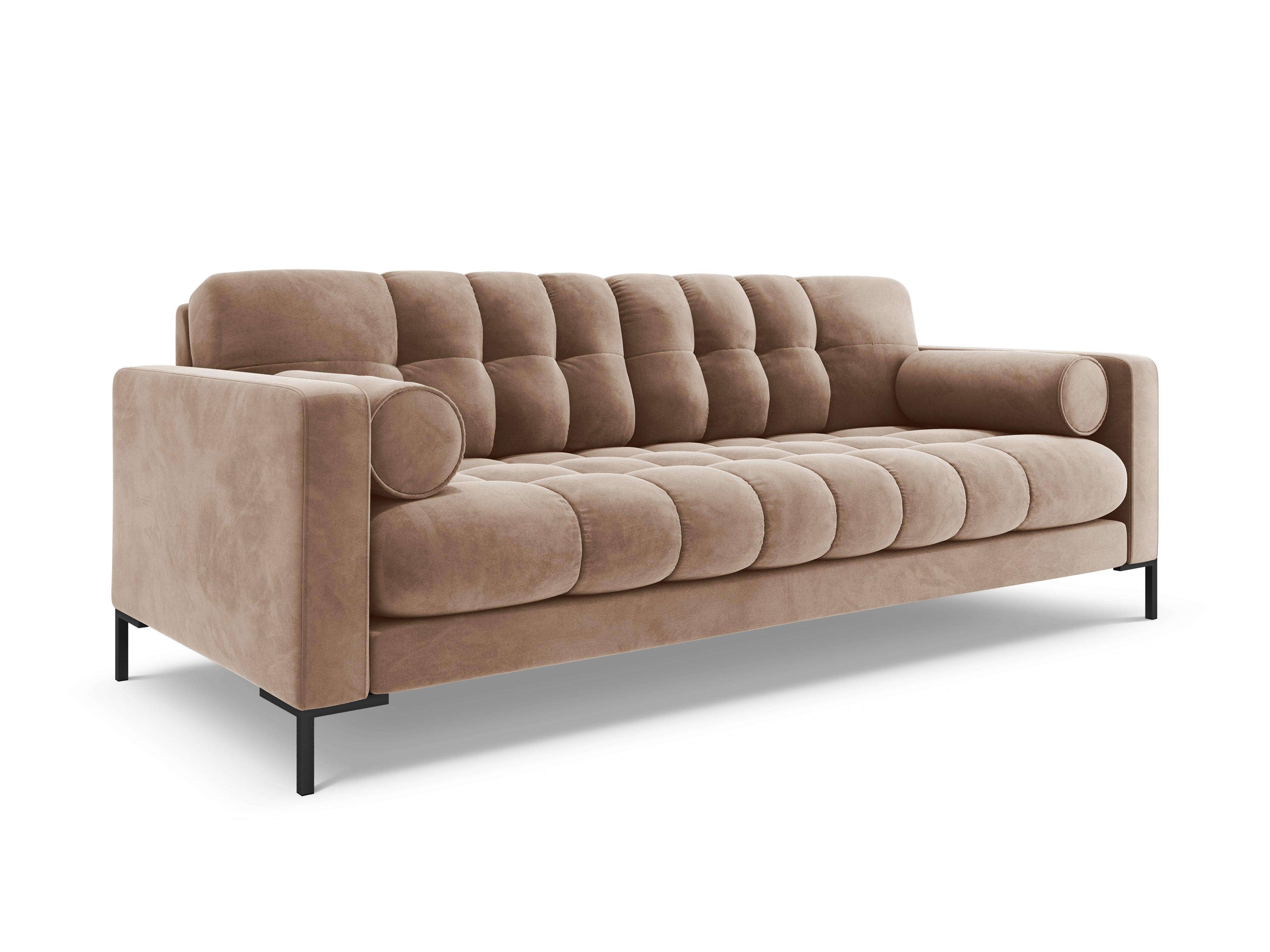 Sofa velvet 3-seater BALI beige with black base - Eye on Design