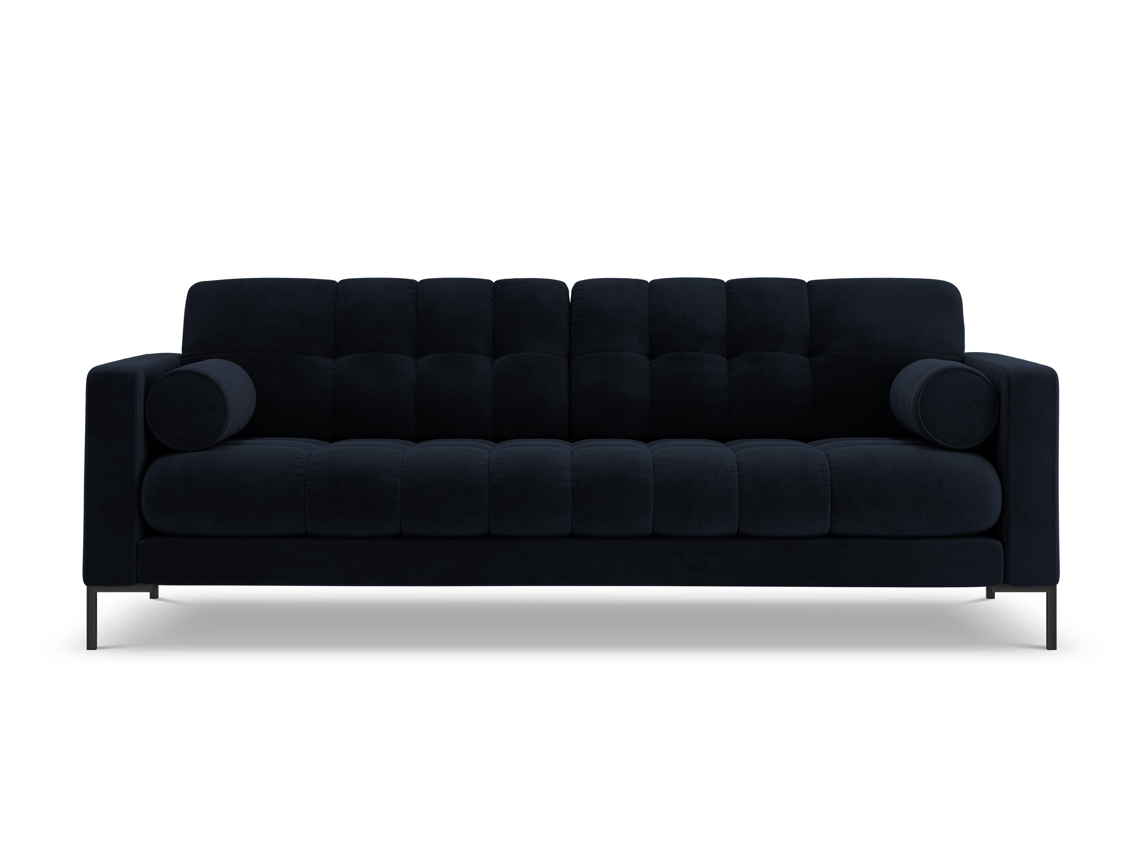 Sofa velvet 3-seater BALI dark blue with black base - Eye on Design