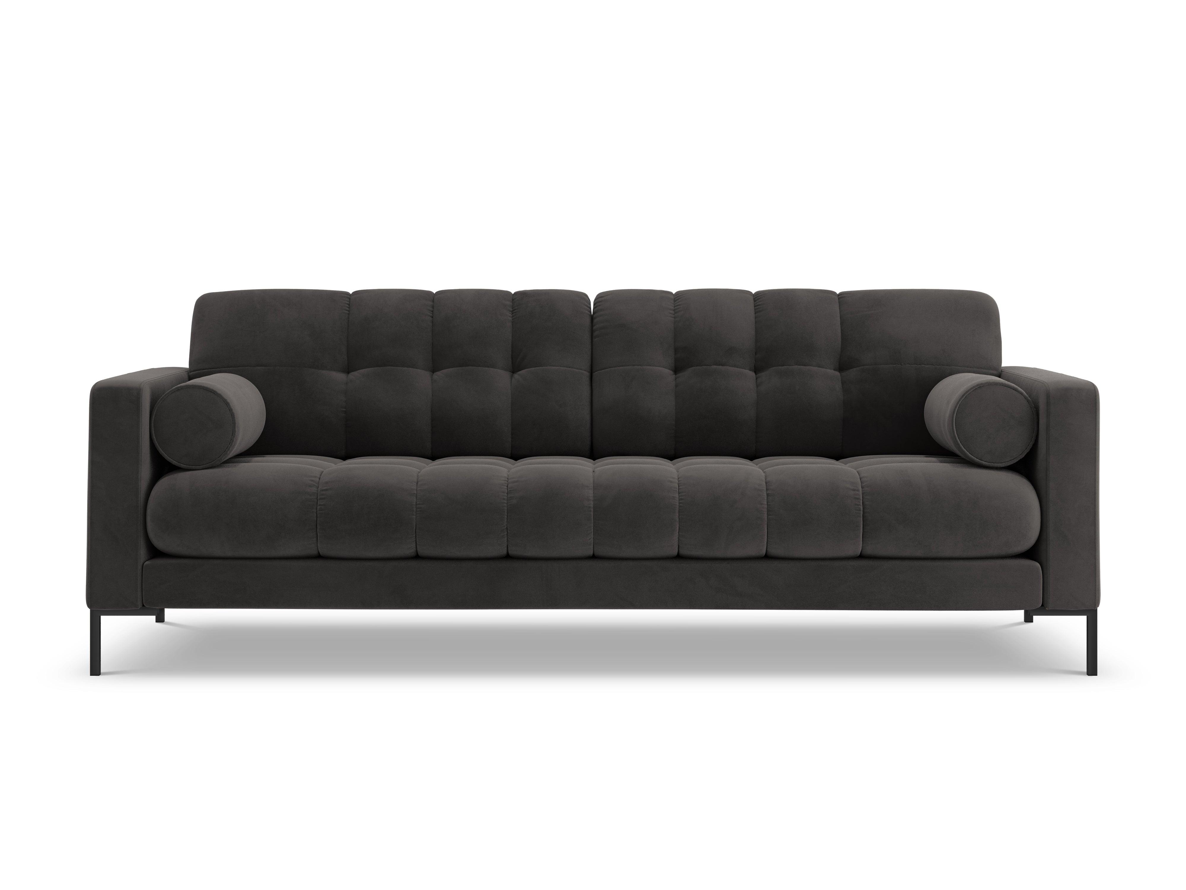 Sofa velvet 3-seater BALI dark grey with black base - Eye on Design