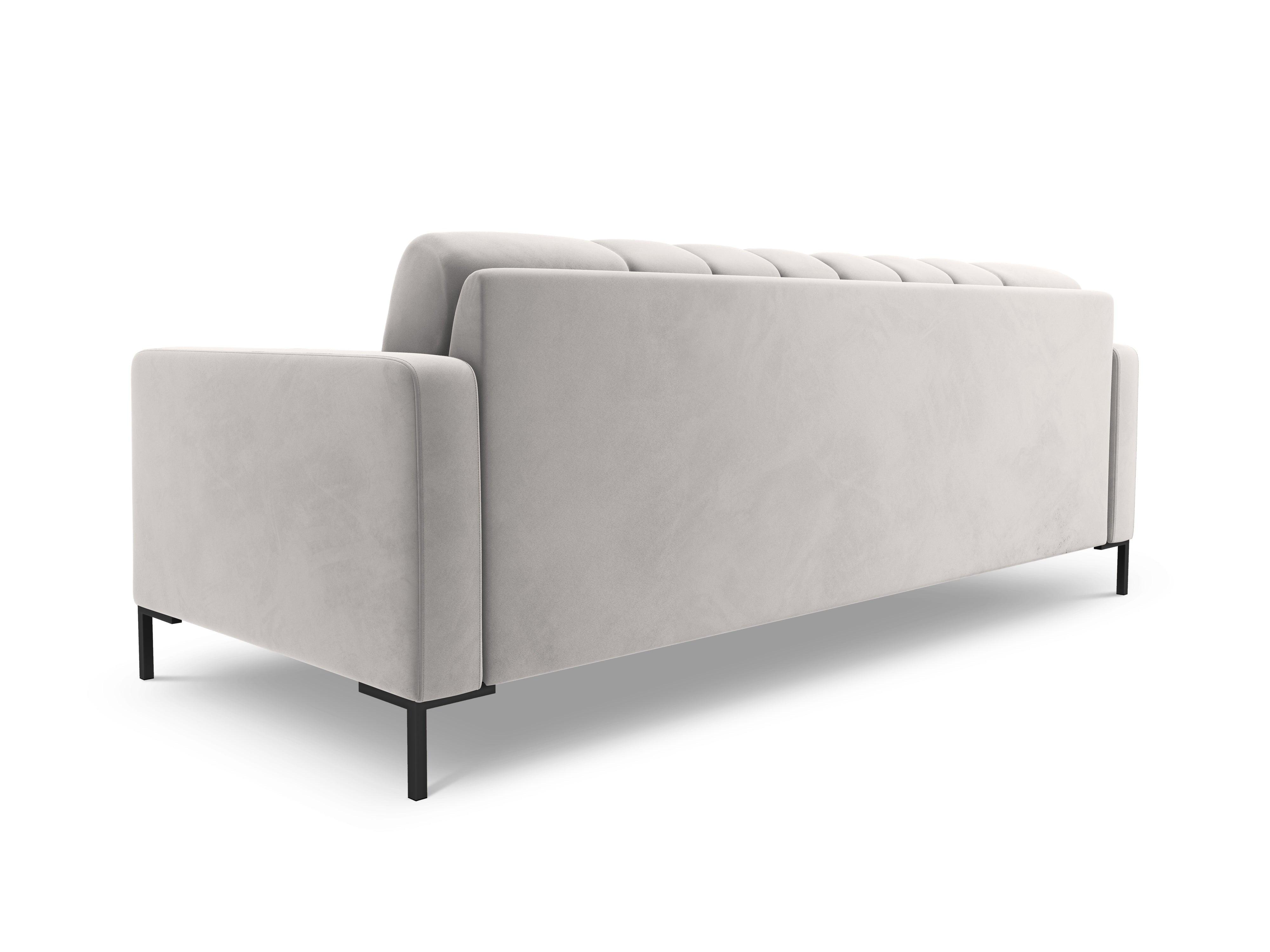 Sofa velvet 3-seater BALI silver with black base - Eye on Design