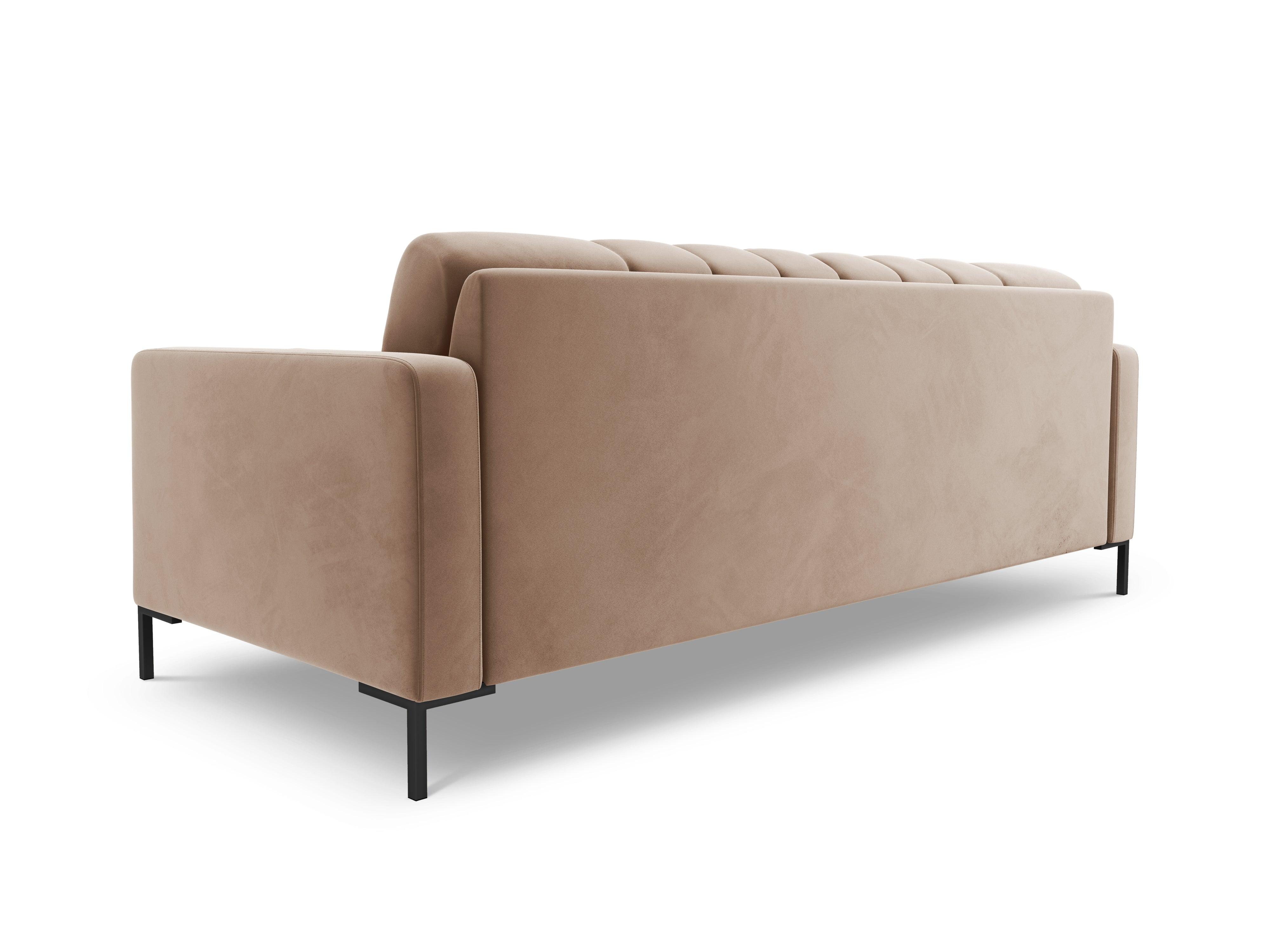 Sofa velvet 4-seater BALI beige with black base - Eye on Design