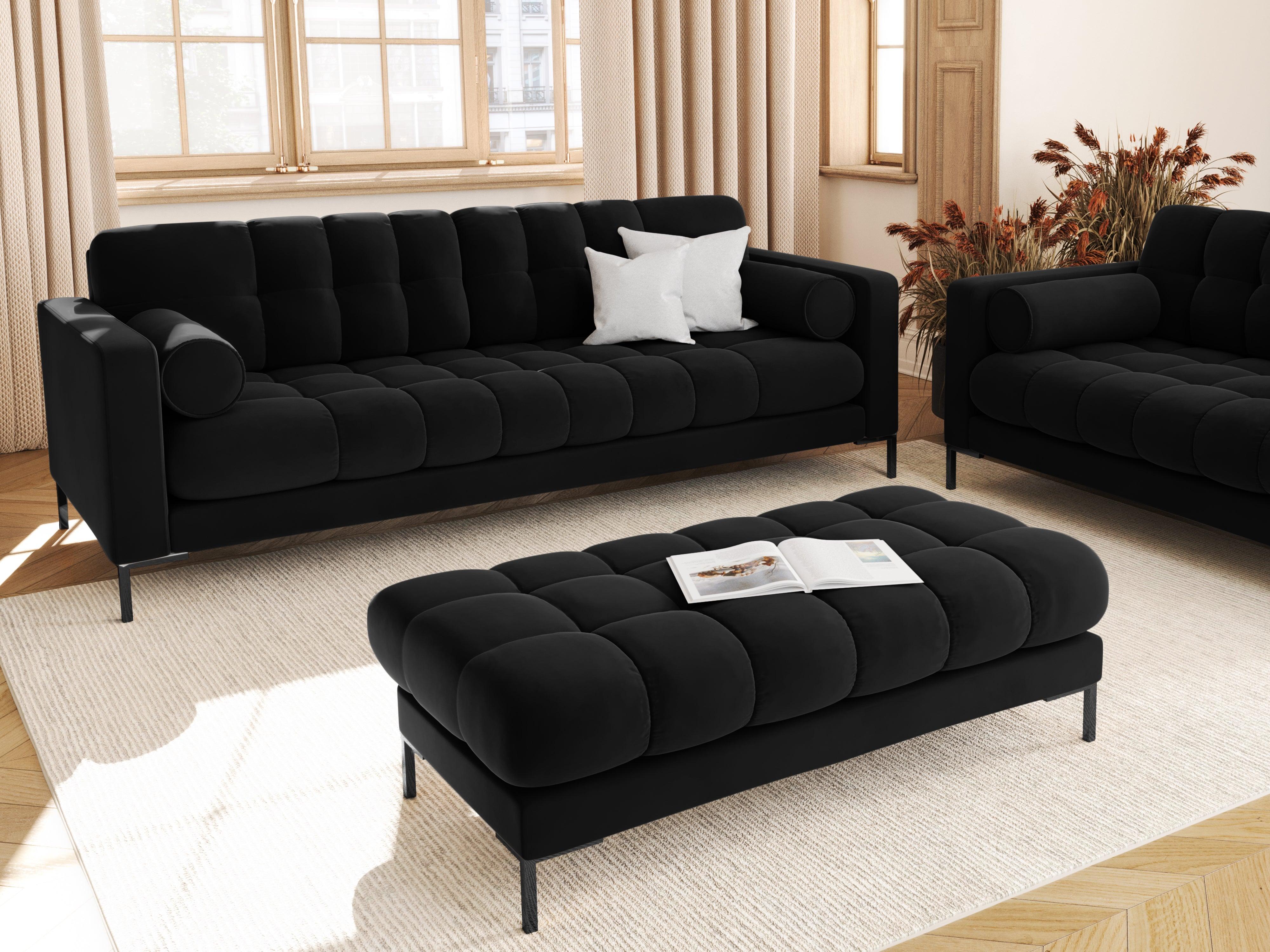 Sofa velvet 4-seater BALI black with black base - Eye on Design