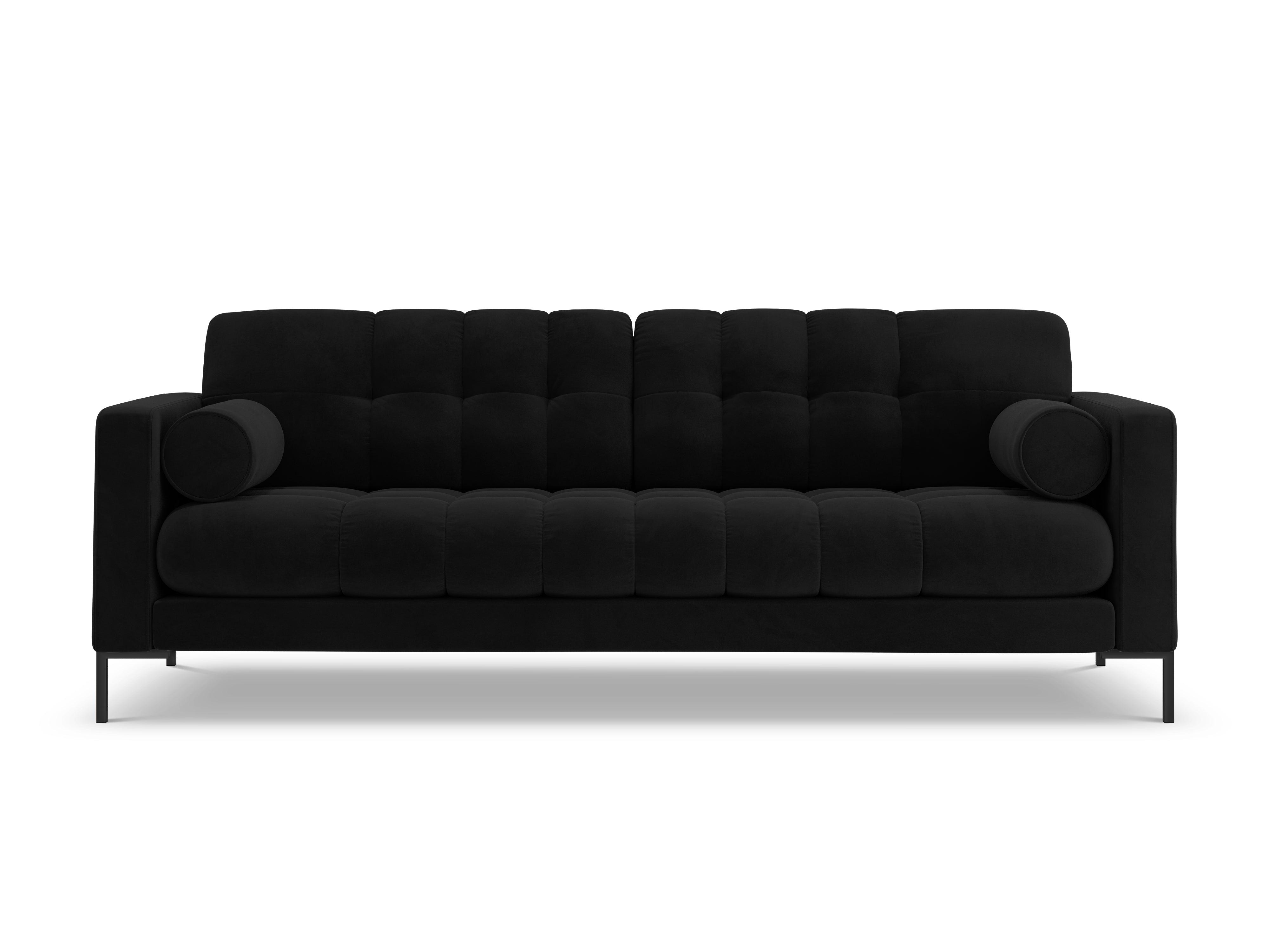 Sofa velvet 4-seater BALI black with black base - Eye on Design