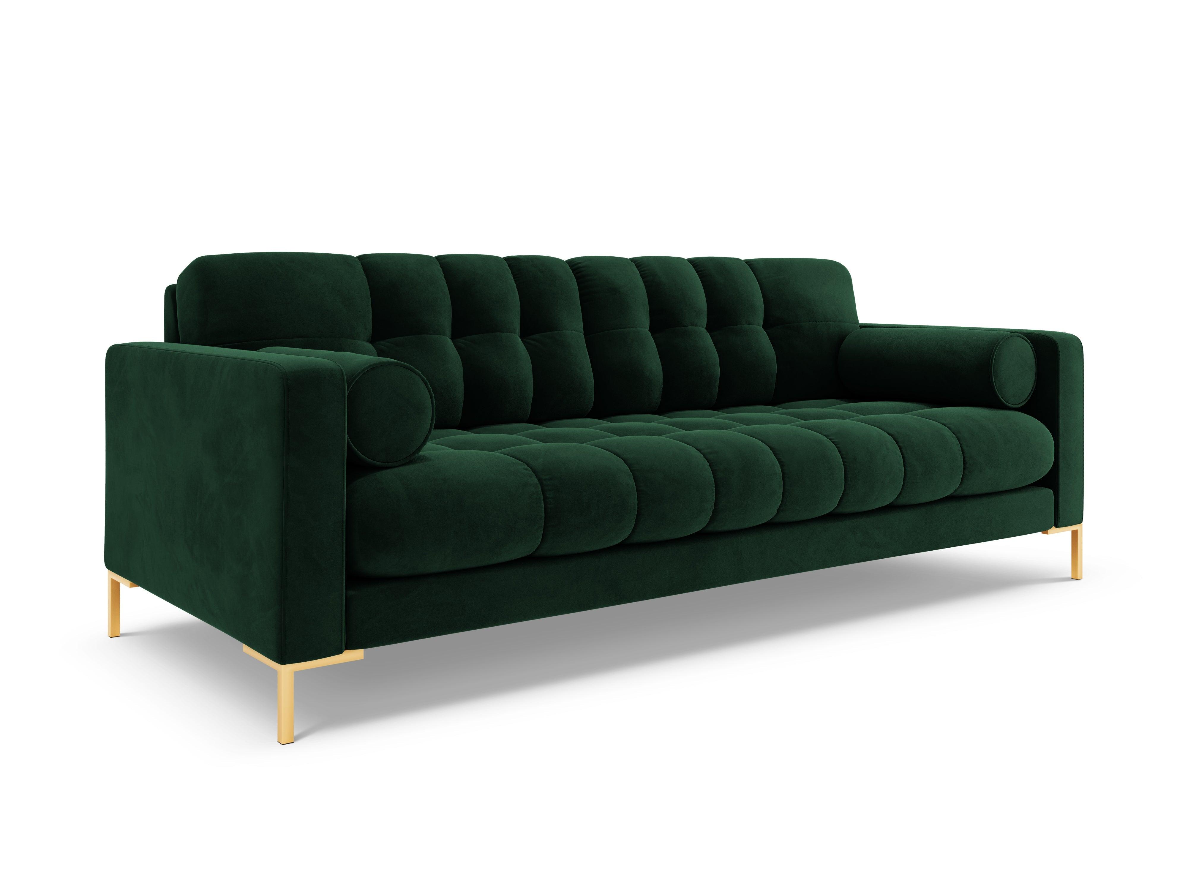 Sofa velvet 4-seater BALI bottle green with gold base - Eye on Design