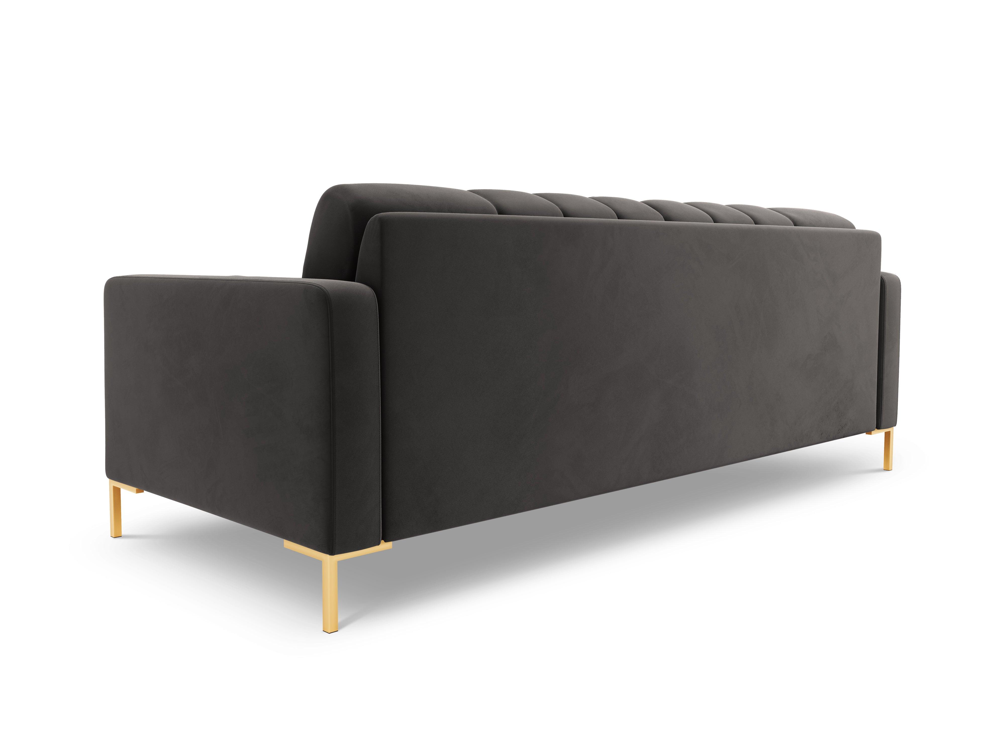 Sofa velvet 4-seater BALI dark grey with gold base - Eye on Design