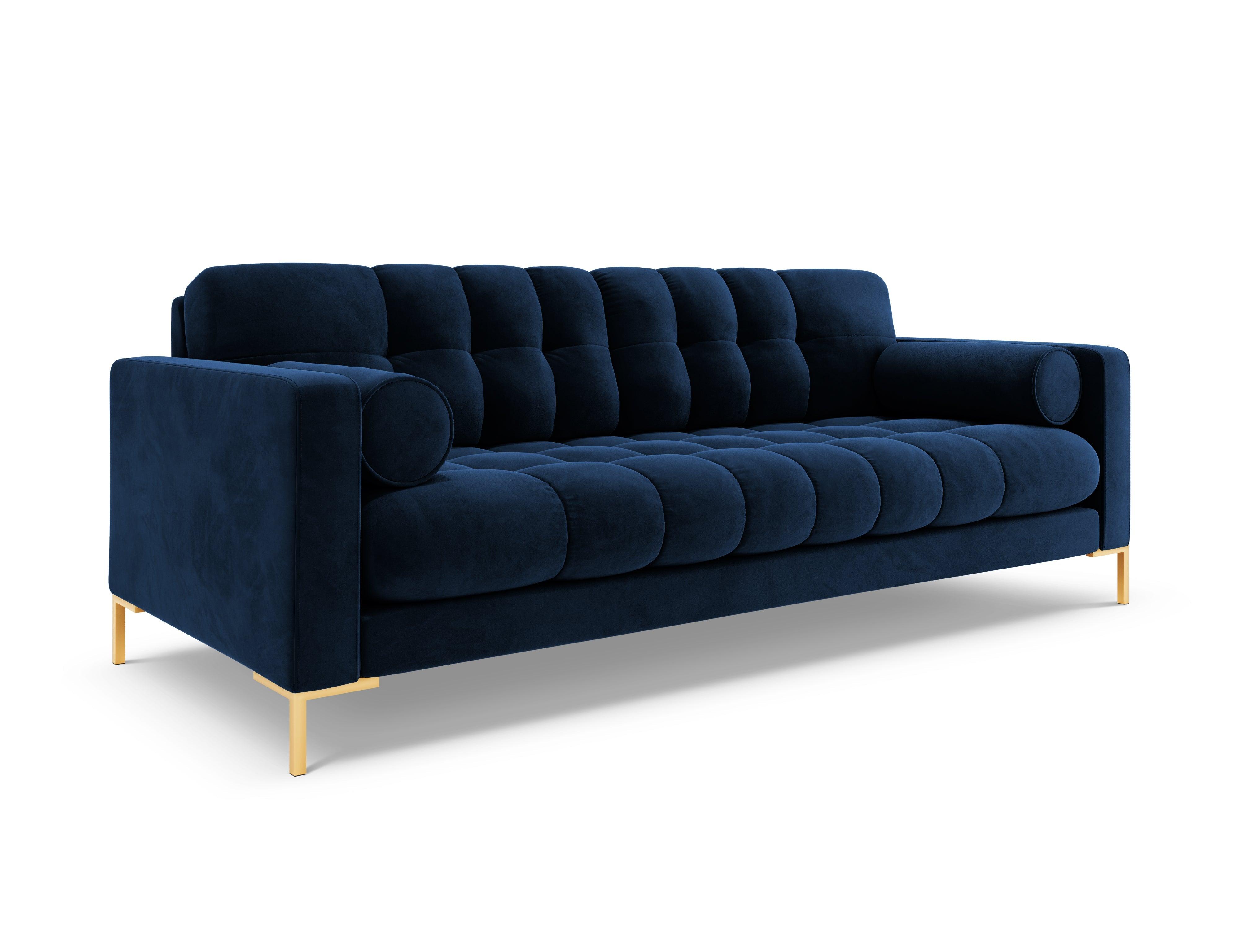 Sofa velvet 4-seater BALI royal blue with gold base - Eye on Design