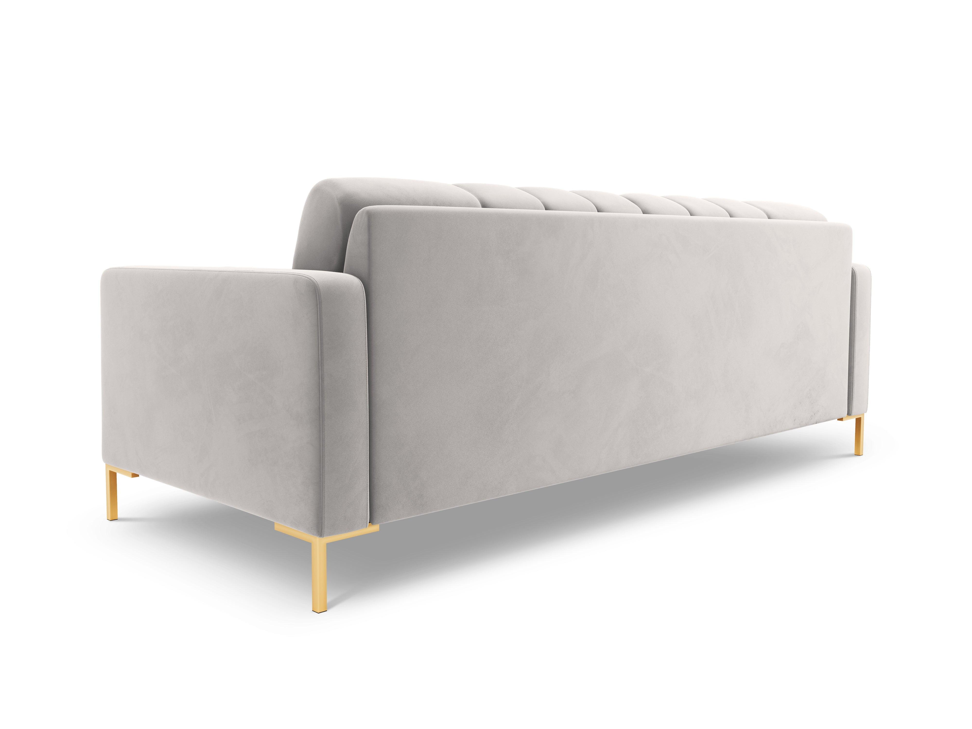 Sofa velvet 4-seater BALI silver with gold base - Eye on Design