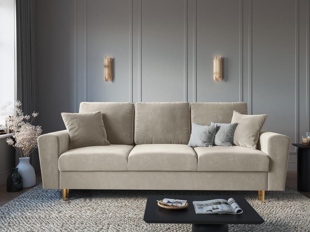 Sofa with sleeping function KYOTO beige with golden base - Eye on Design