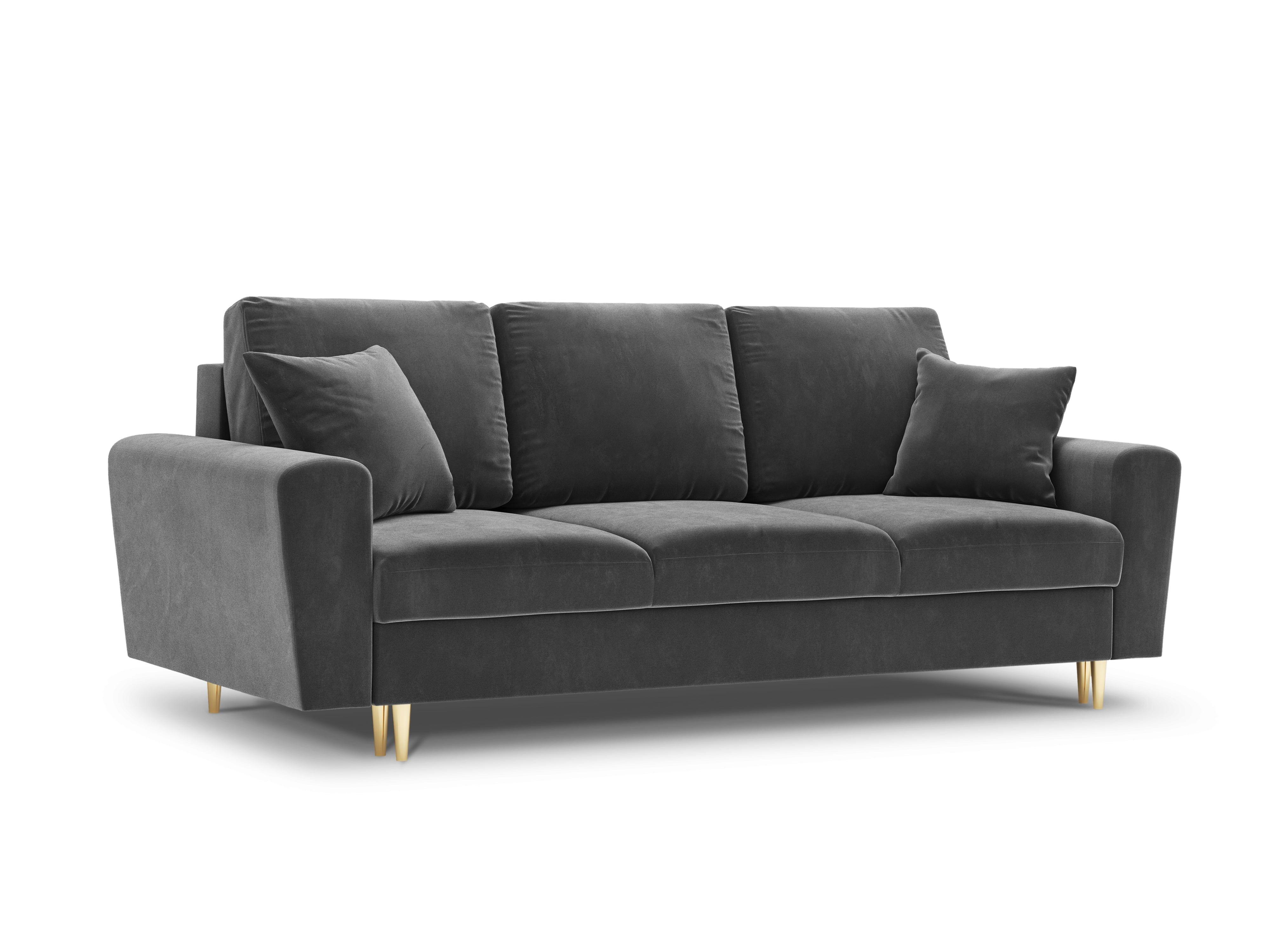 Sofa with sleeping function KYOTO light grey with golden base - Eye on Design