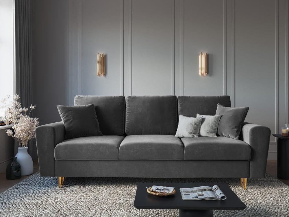 Sofa with sleeping function KYOTO light grey with golden base - Eye on Design