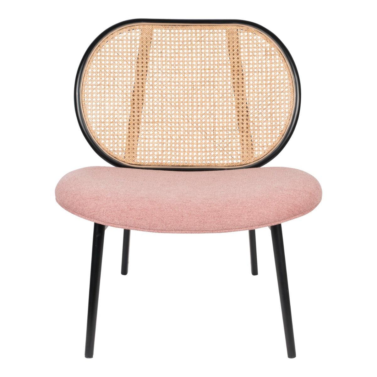 SPIKE armchair pink with rattan backrest, Zuiver, Eye on Design