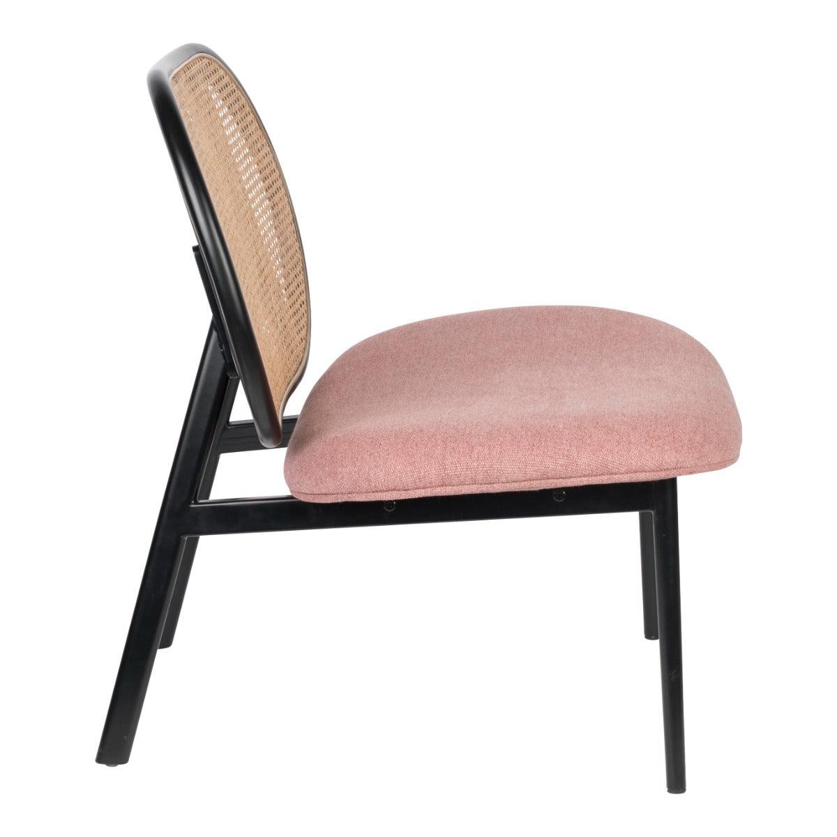 SPIKE armchair pink with rattan backrest, Zuiver, Eye on Design