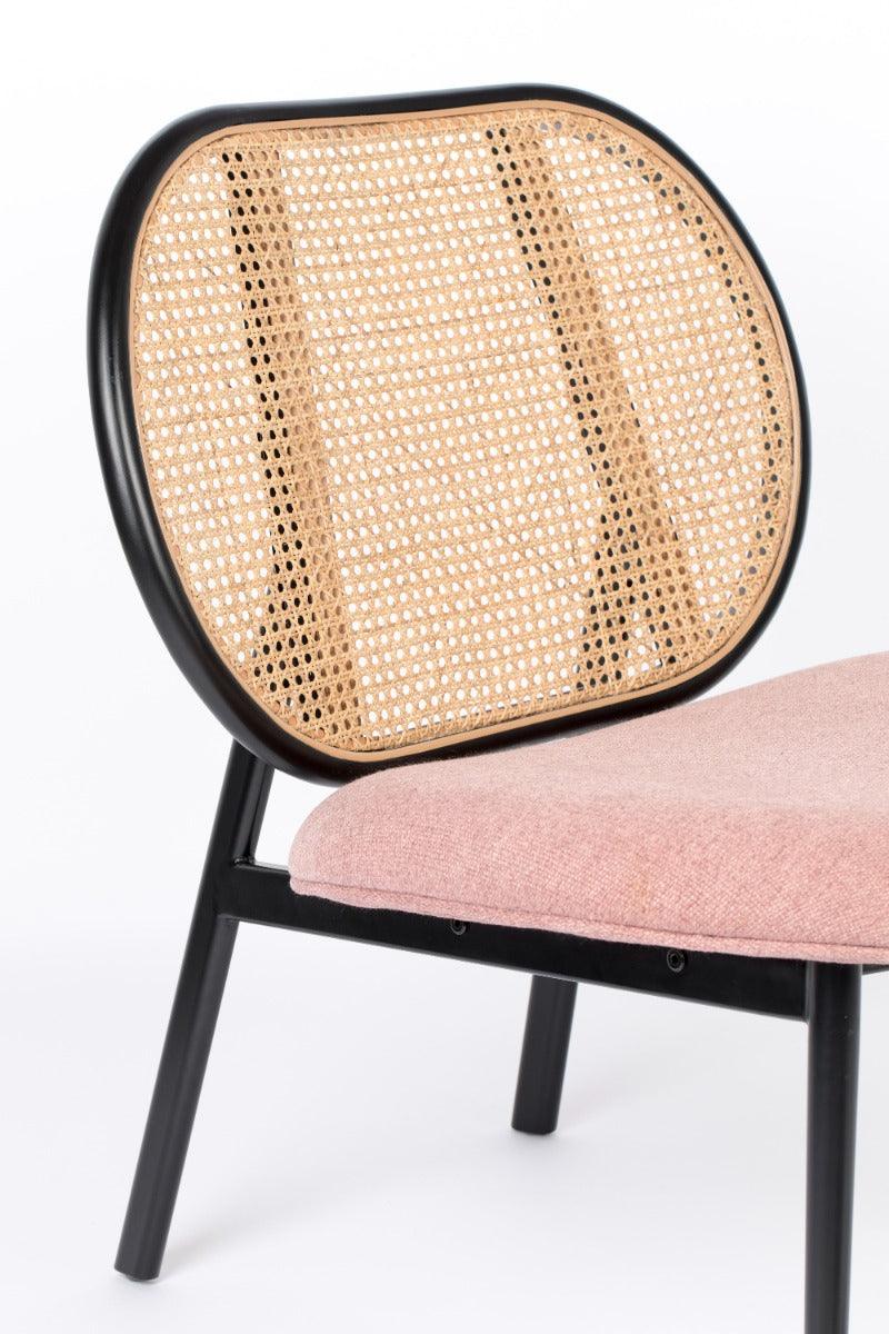 SPIKE armchair pink with rattan backrest, Zuiver, Eye on Design