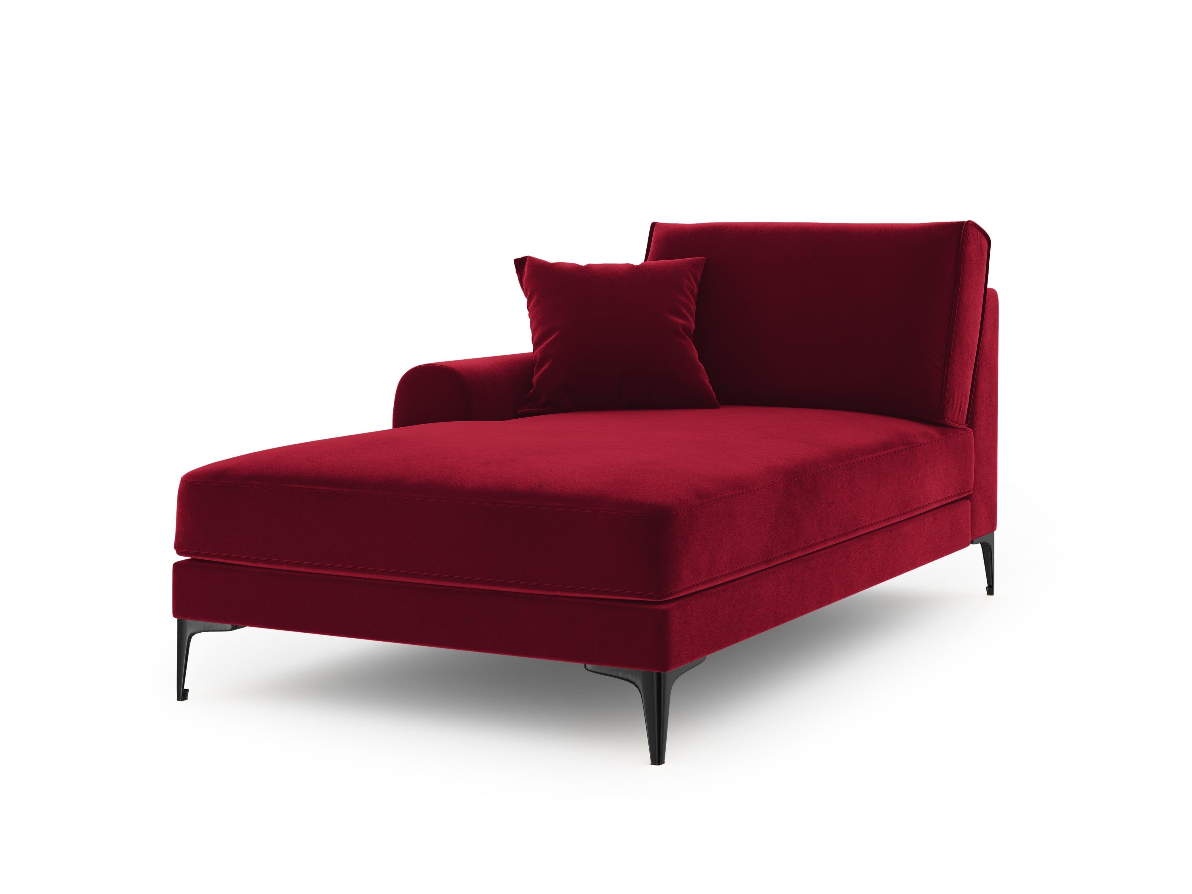 Szezlong aksamitny lewostronny MADARA czerwony z czarną podstawą Mazzini Sofas    Eye on Design