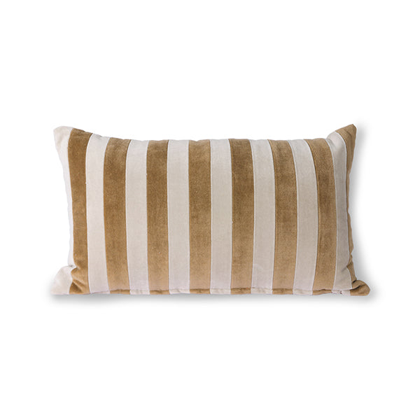 VELVET pillow in brown and natural stripes, HKliving, Eye on Design