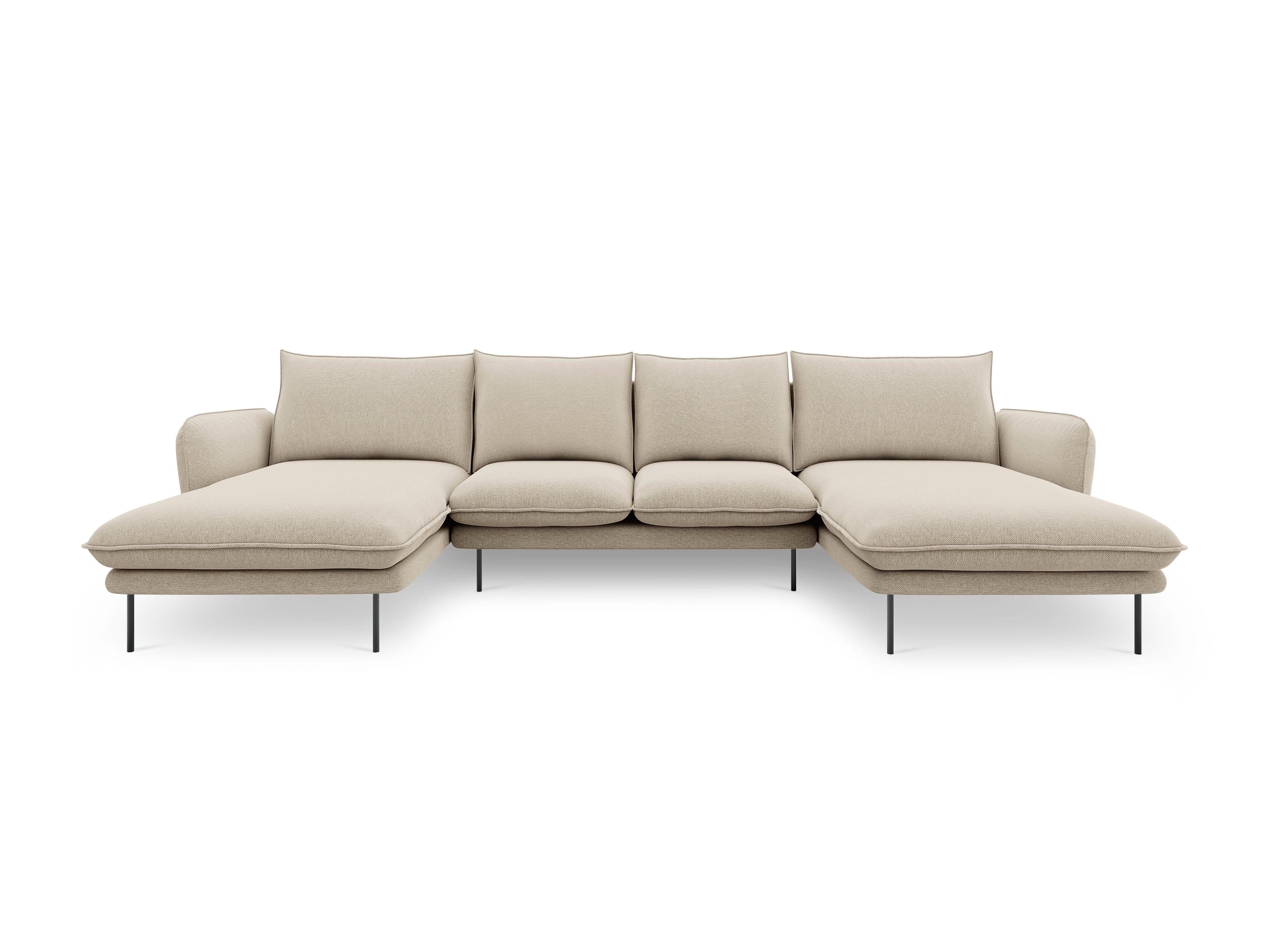 U-shaped corner sofa VIENNA beige with black base - Eye on Design