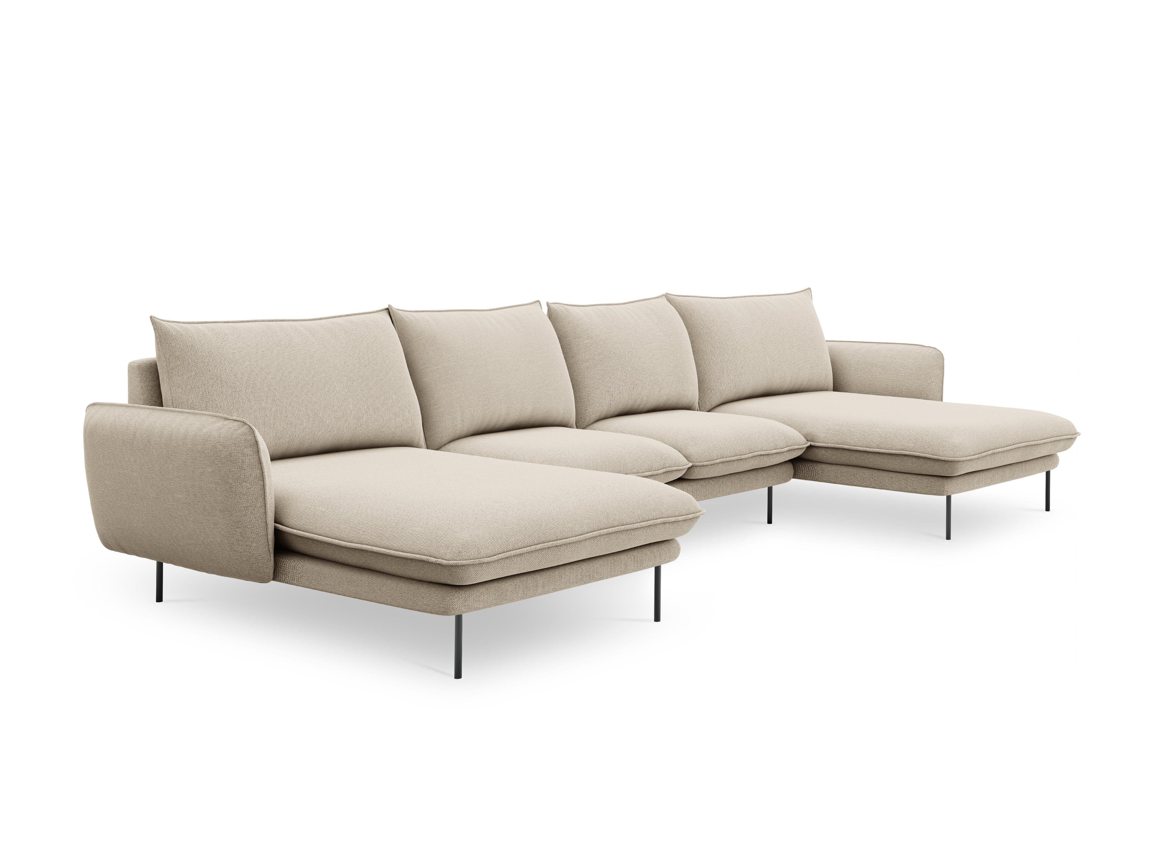 U-shaped corner sofa VIENNA beige with black base - Eye on Design