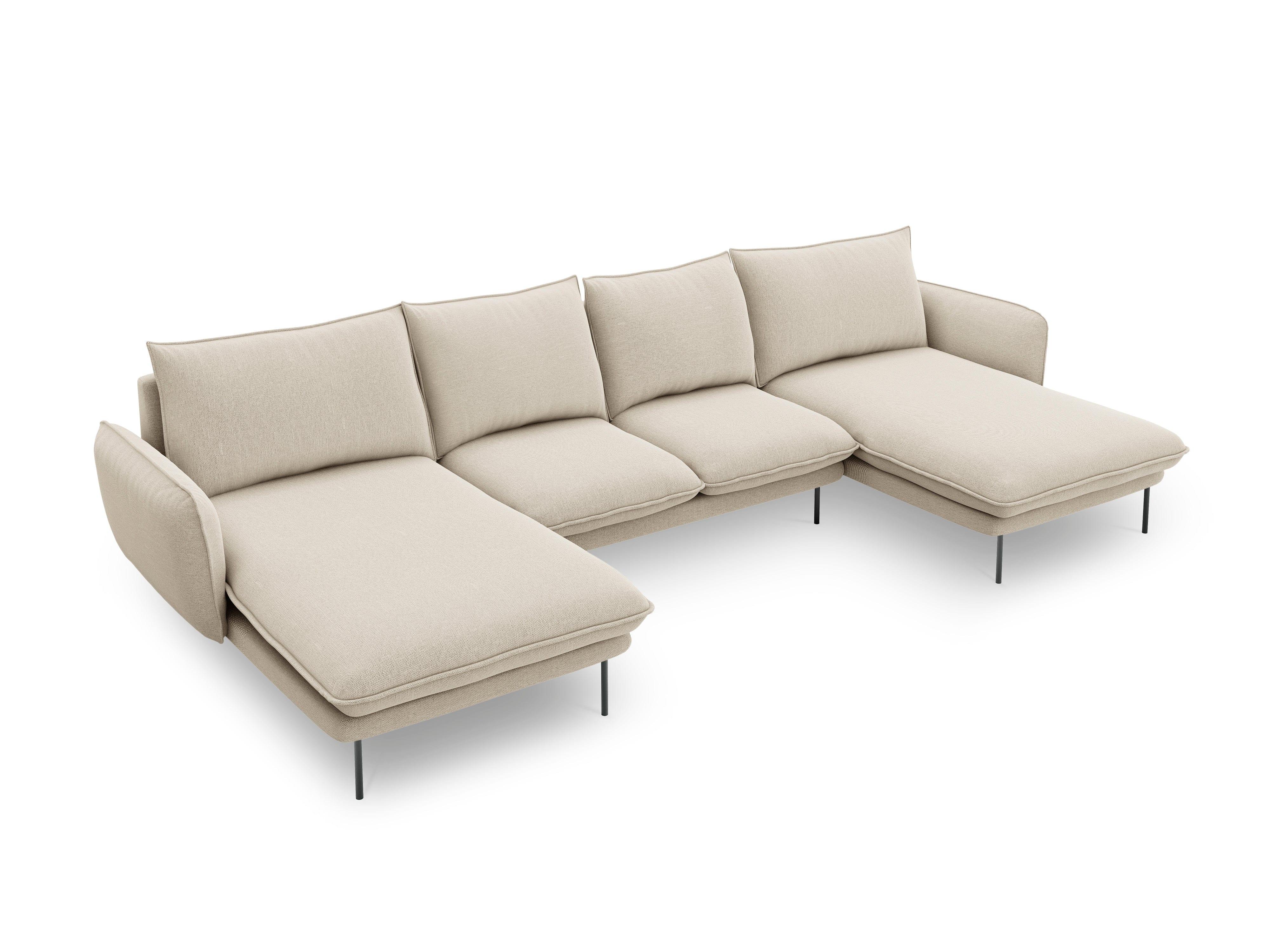 U-shaped corner sofa VIENNA beige with black base - Eye on Design