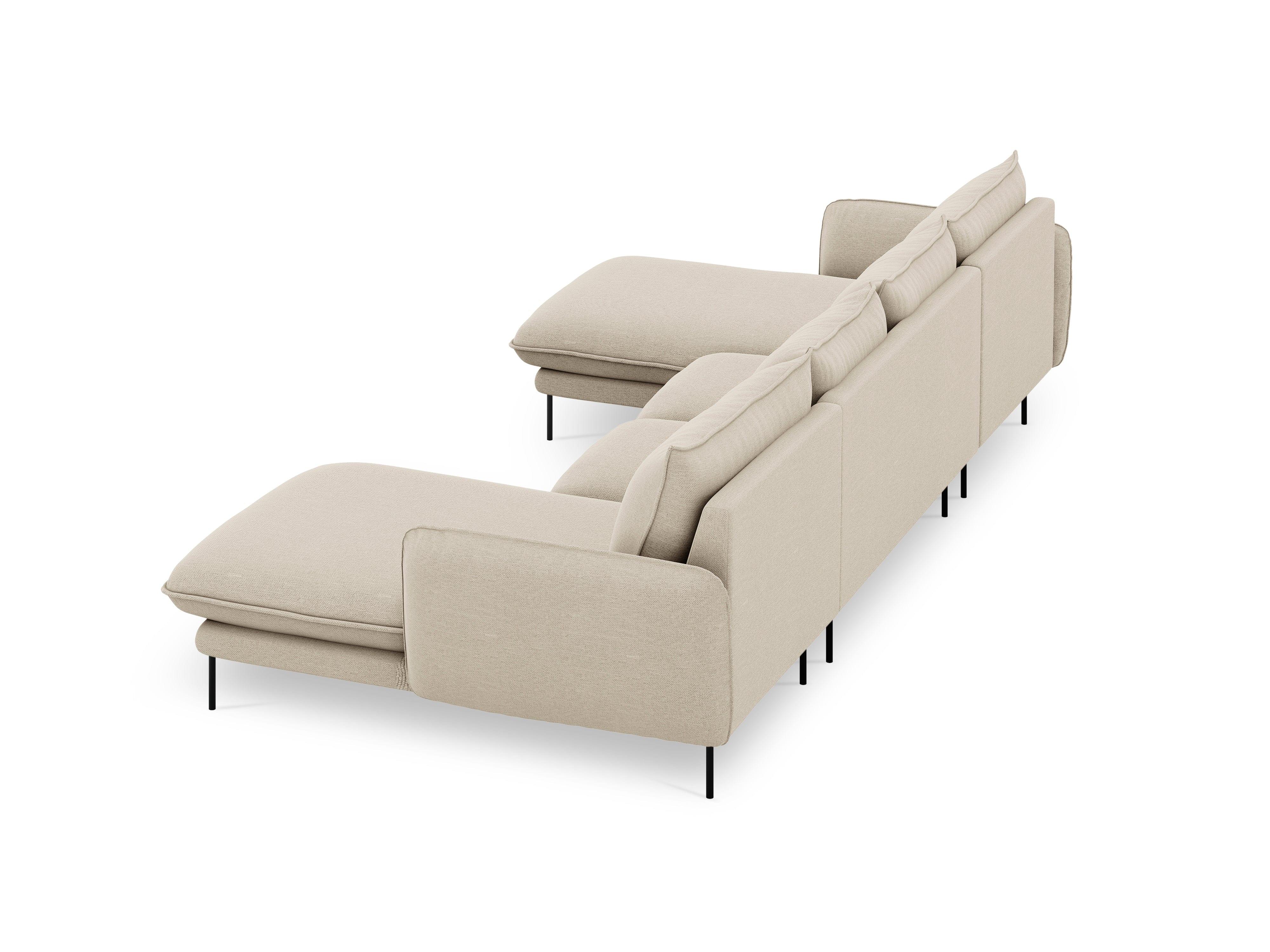 U-shaped corner sofa VIENNA beige with black base - Eye on Design