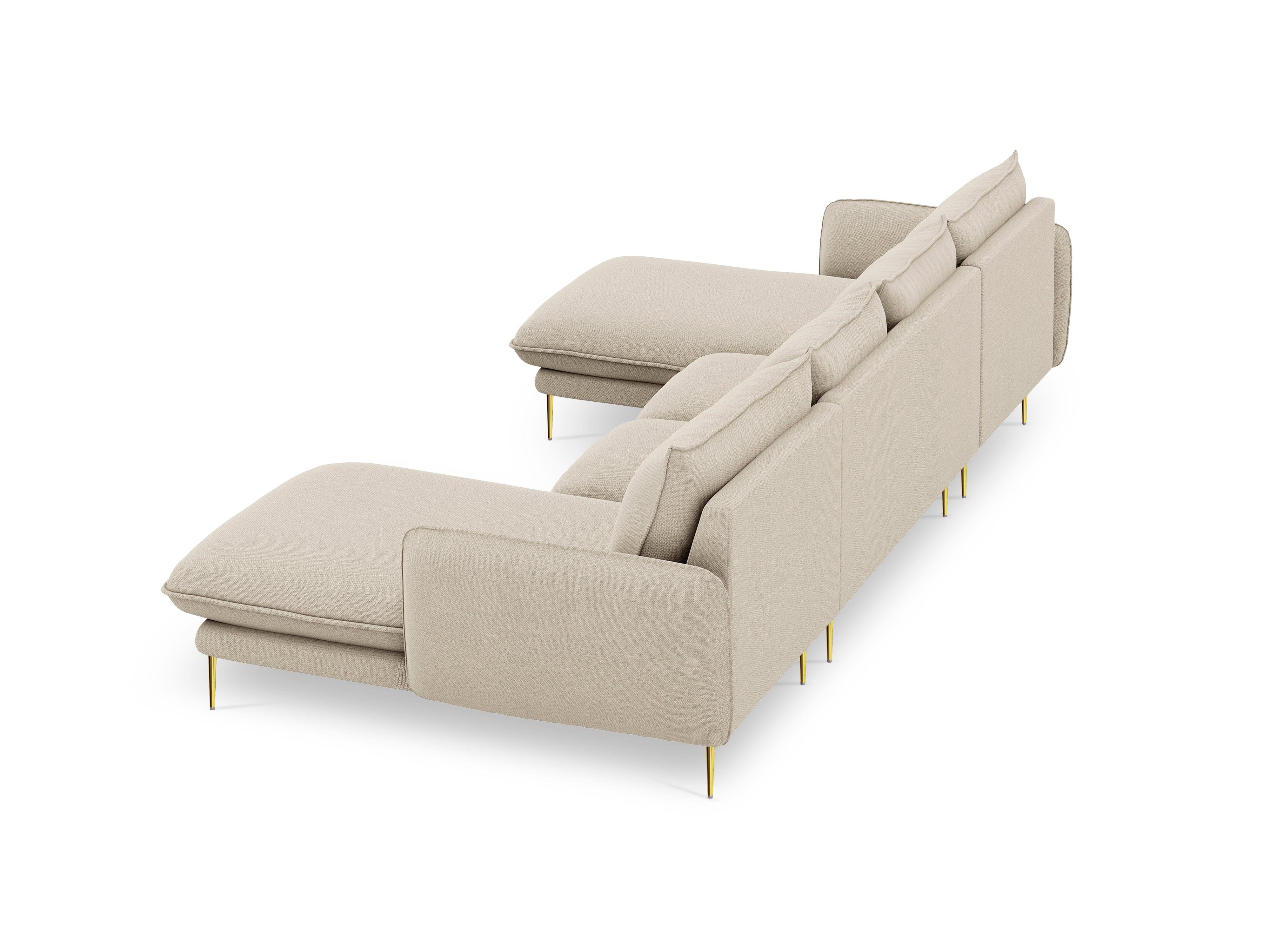 U-shaped corner sofa VIENNA beige with gold base - Eye on Design