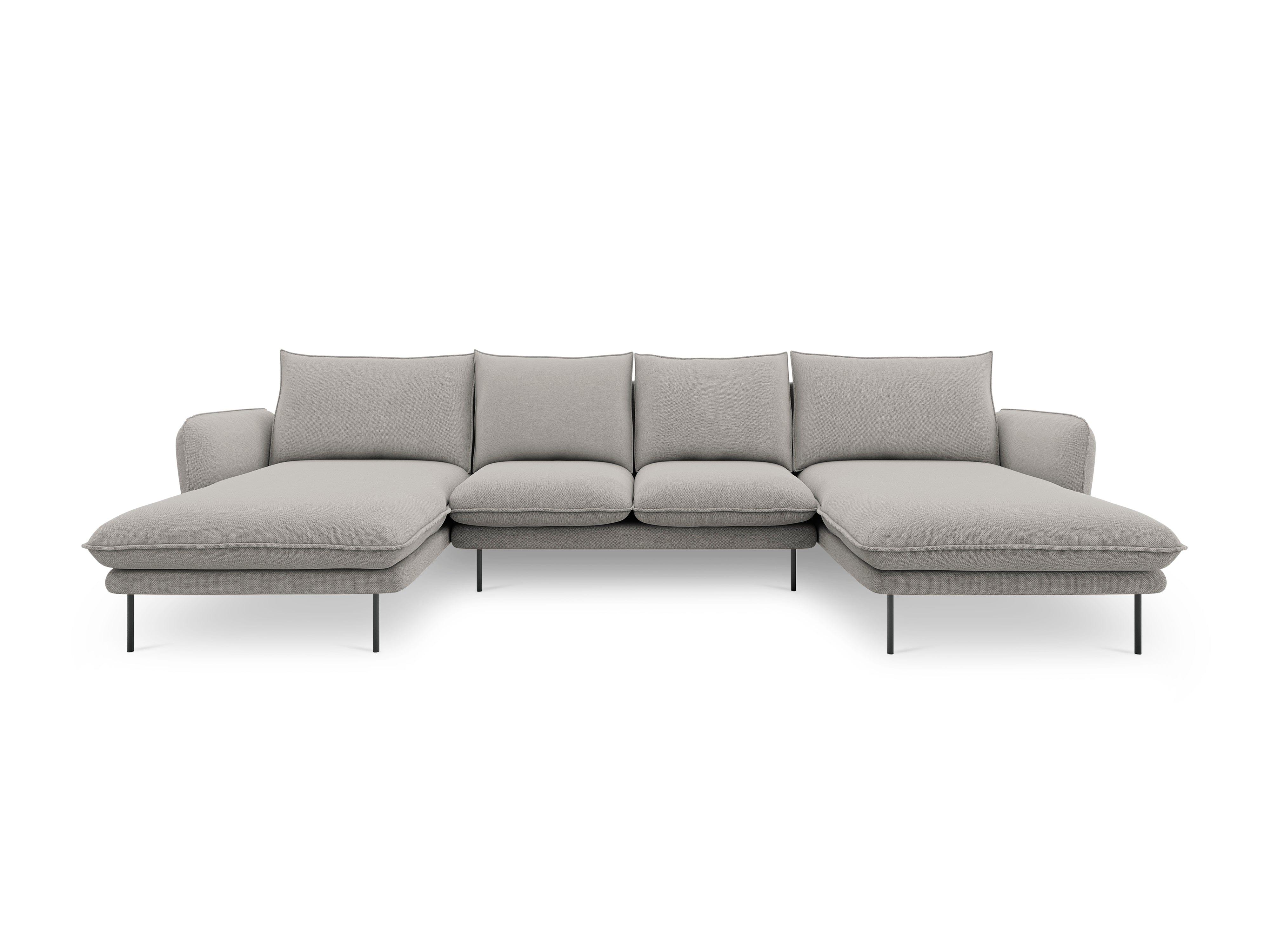 U-shaped corner sofa VIENNA light grey with black base - Eye on Design