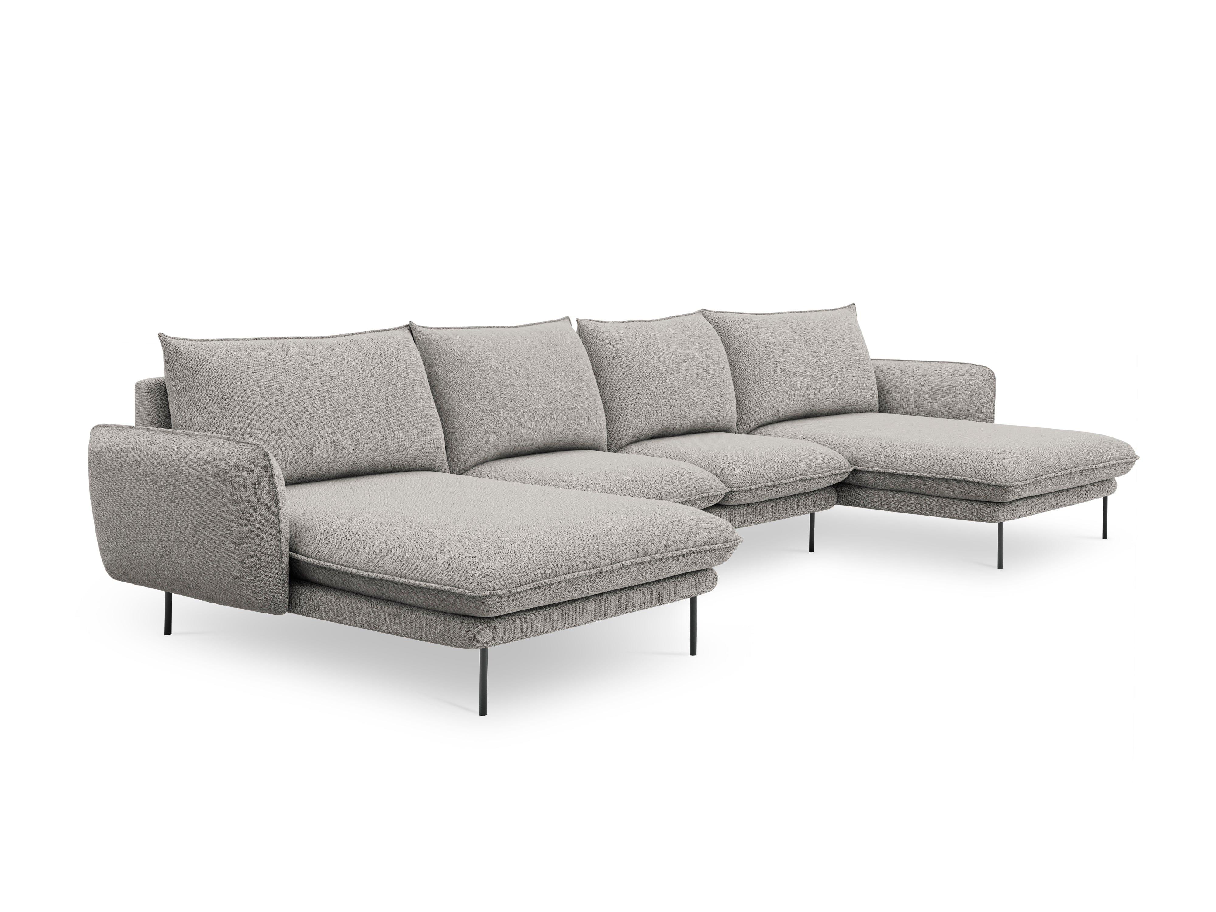 U-shaped corner sofa VIENNA light grey with black base - Eye on Design