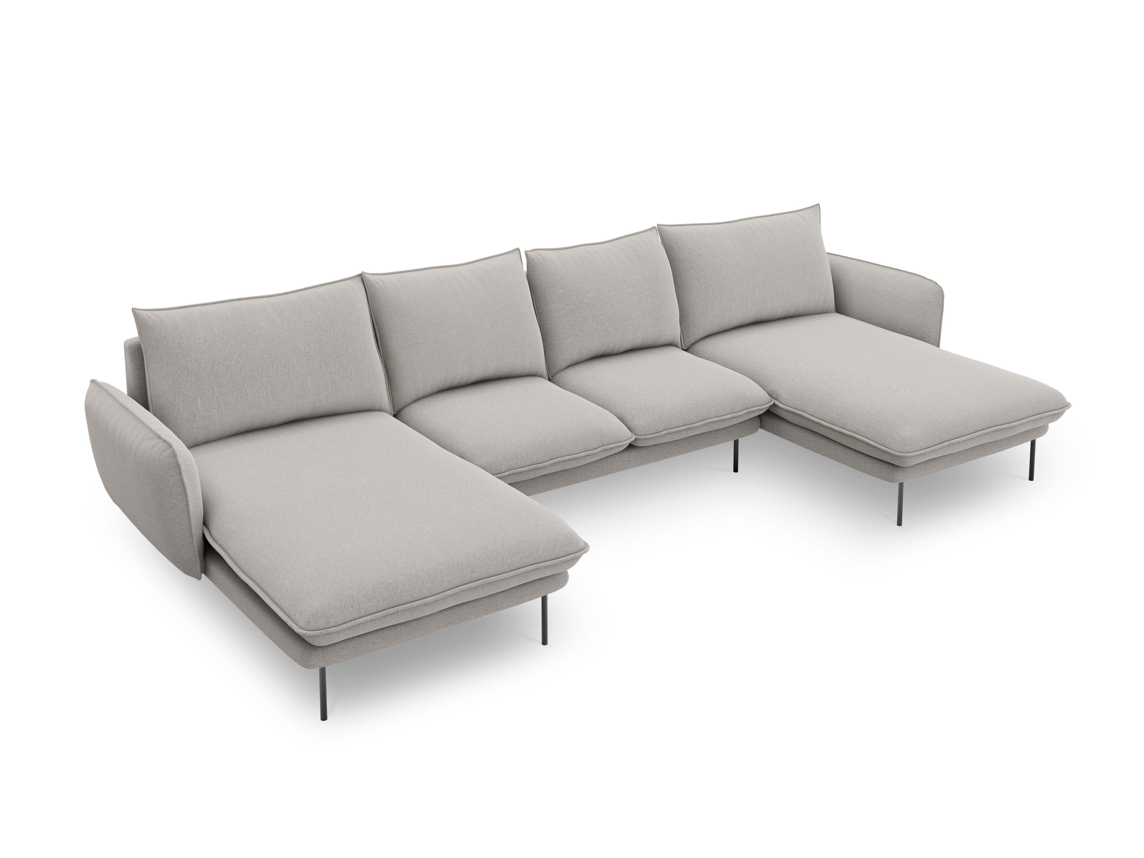 U-shaped corner sofa VIENNA light grey with black base - Eye on Design