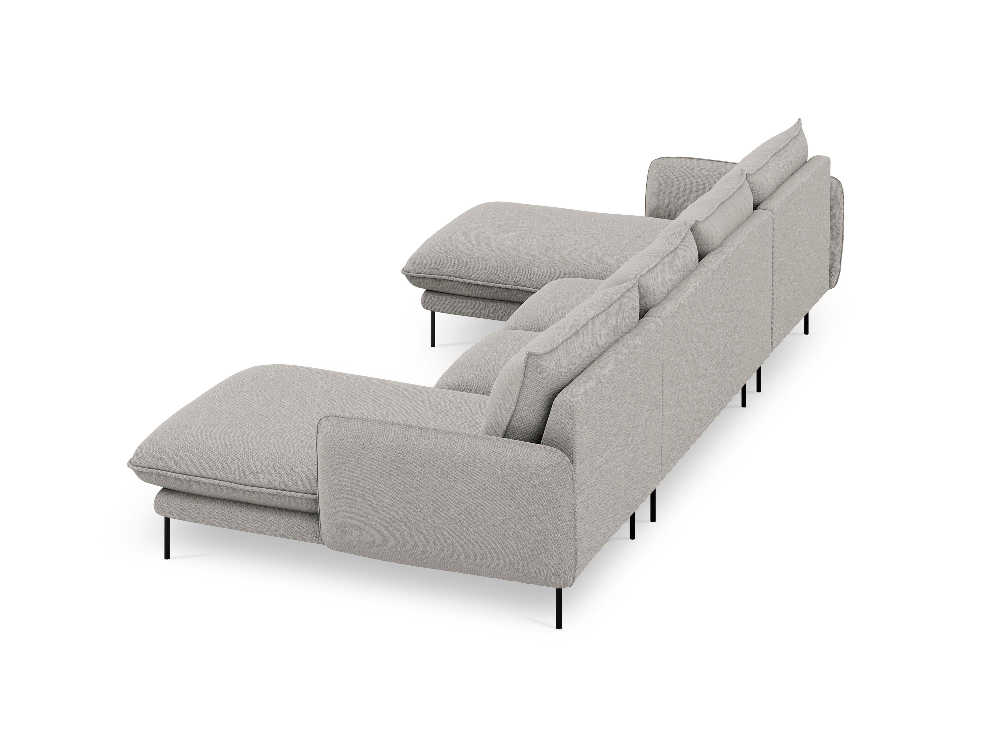 U-shaped corner sofa VIENNA light grey with black base - Eye on Design