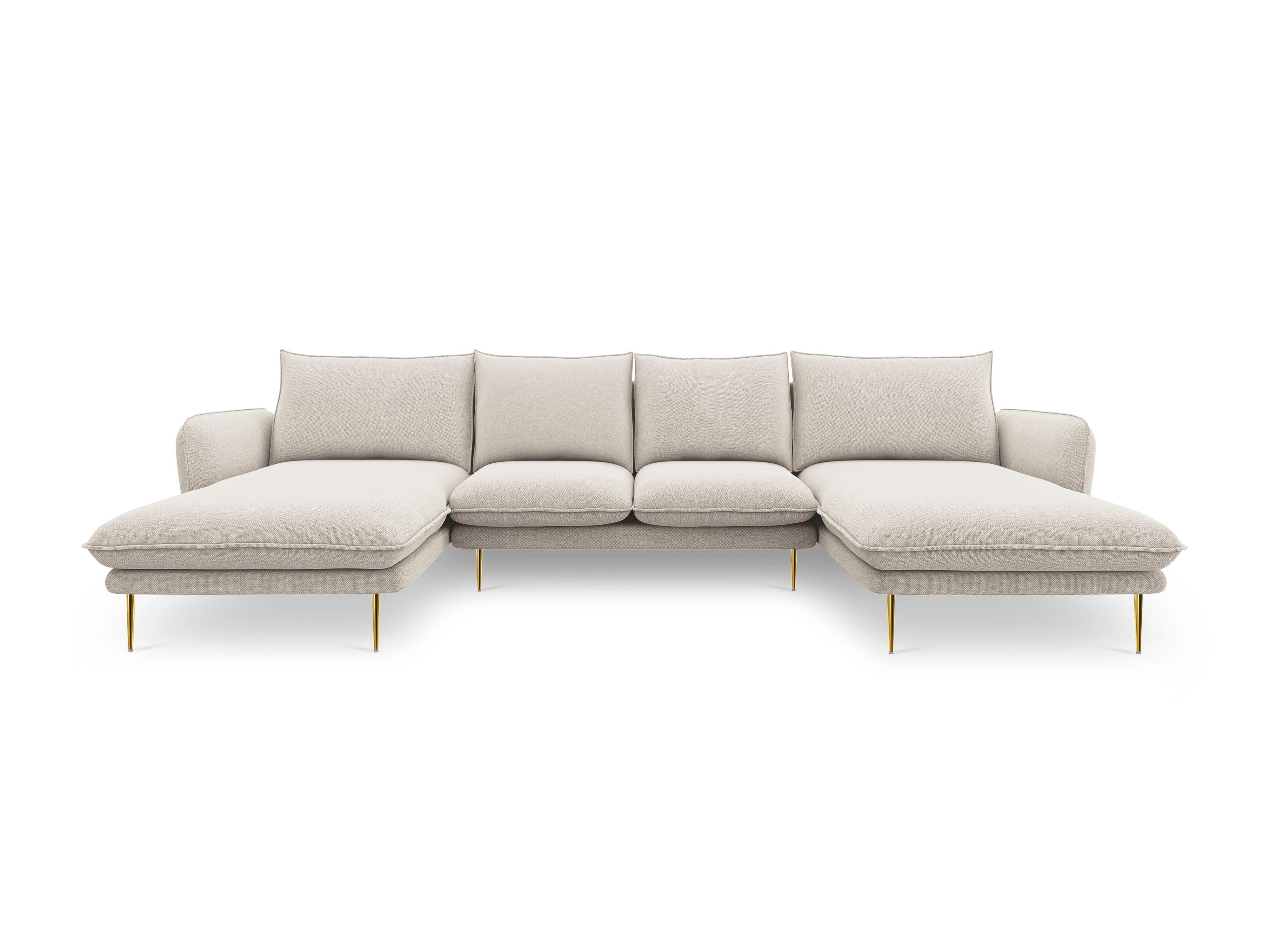 U-shaped corner sofa VIENNA sand with gold base - Eye on Design