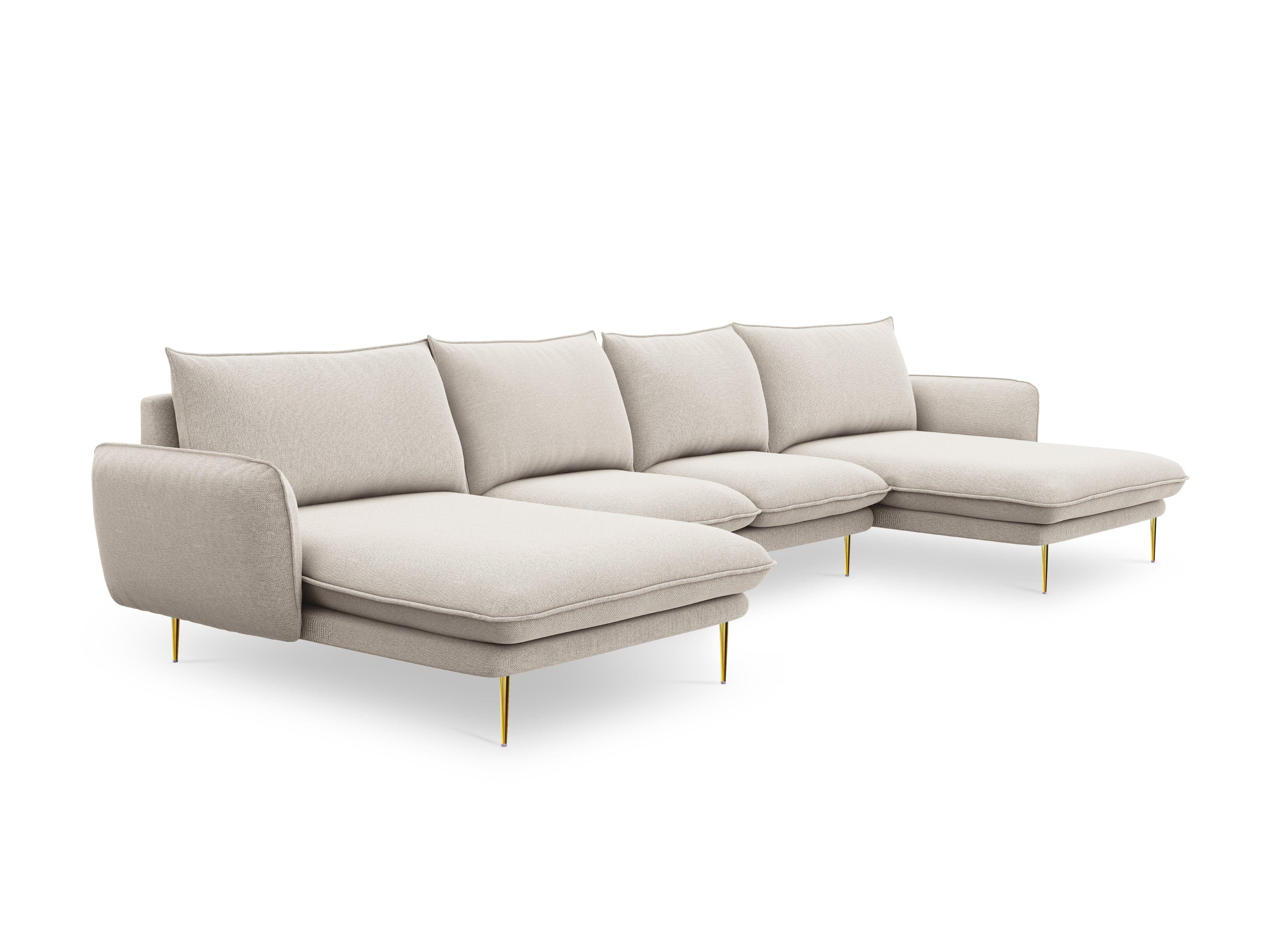 U-shaped corner sofa VIENNA sand with gold base - Eye on Design