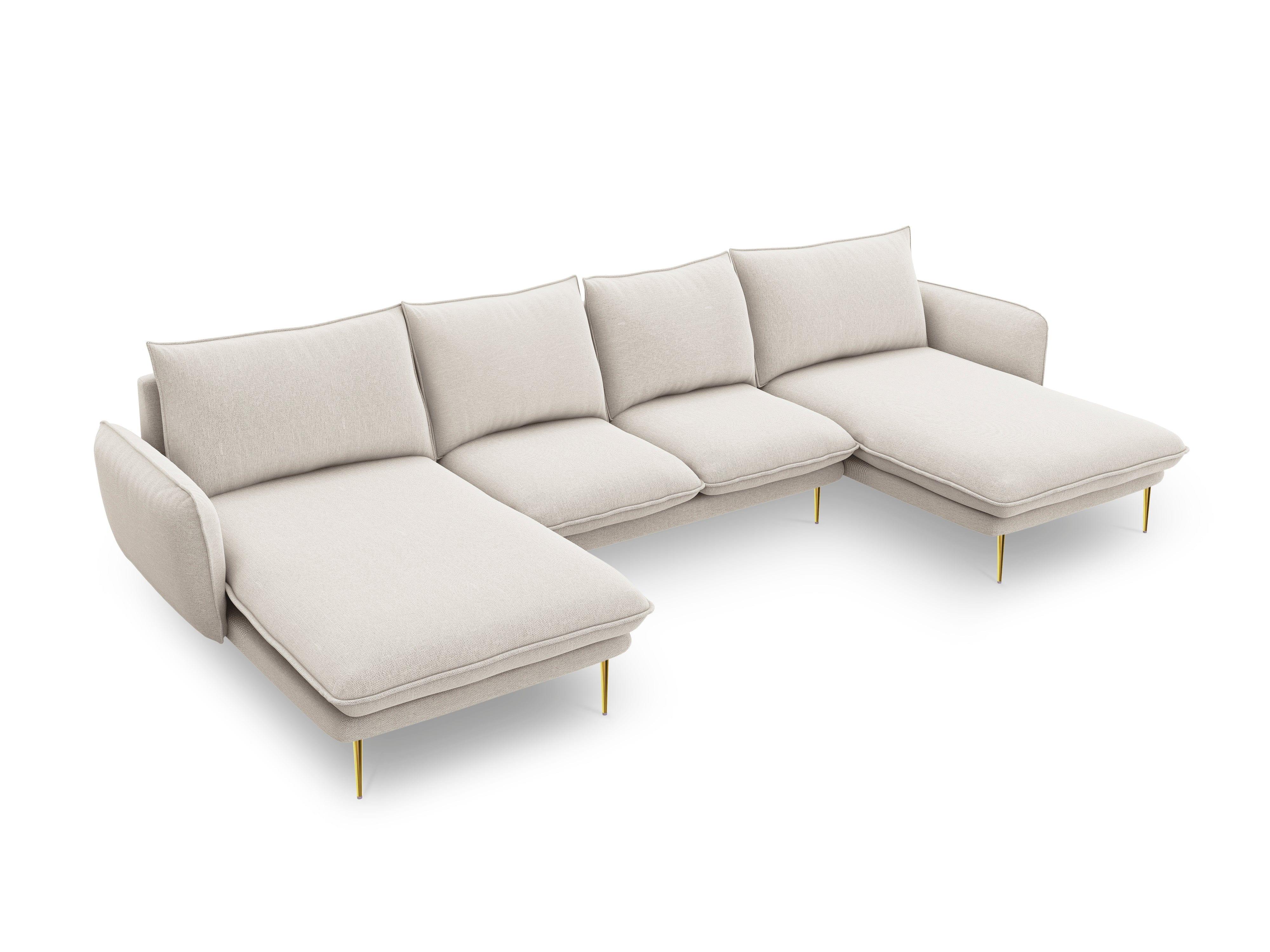 U-shaped corner sofa VIENNA sand with gold base - Eye on Design