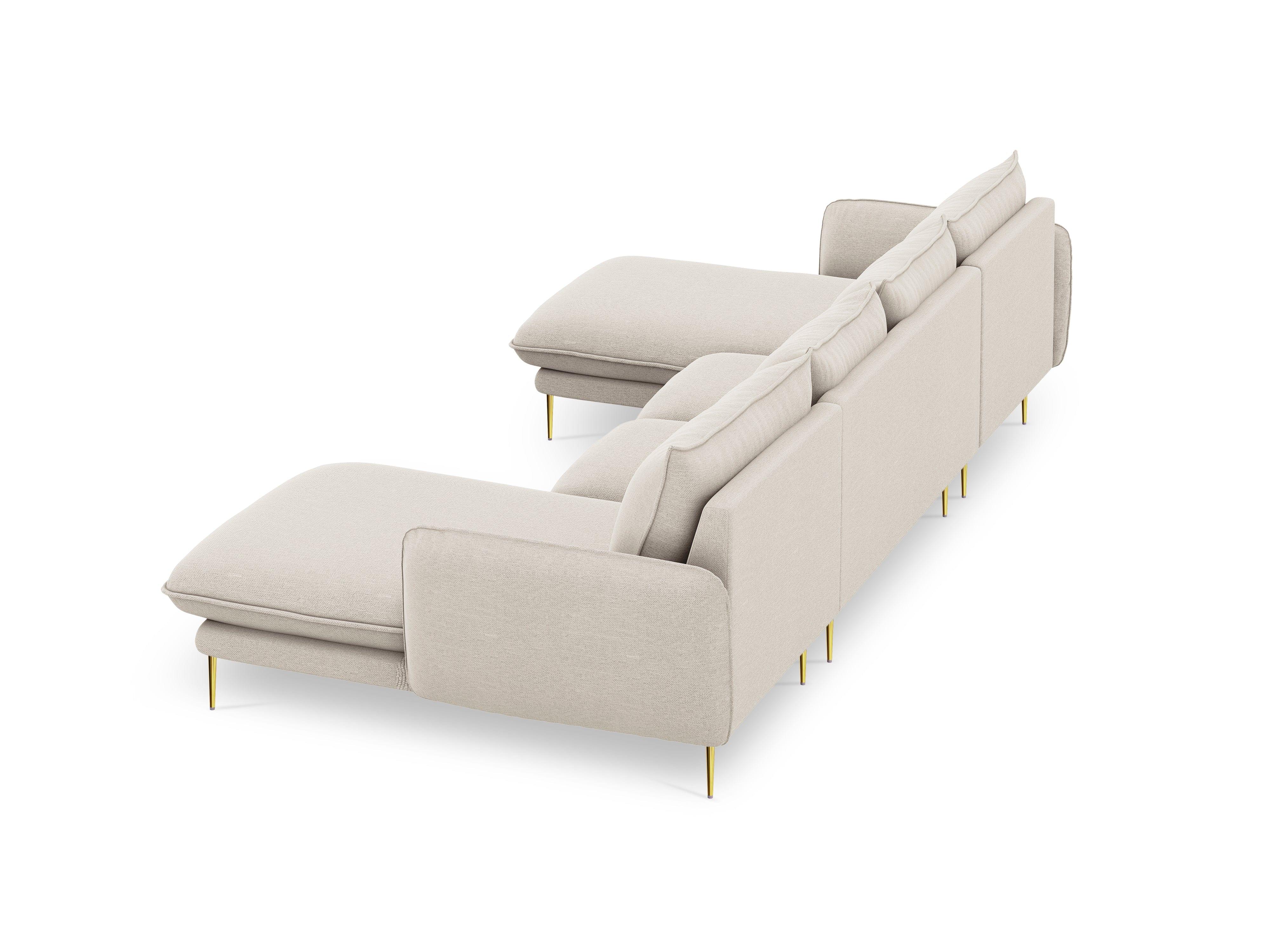 U-shaped corner sofa VIENNA sand with gold base - Eye on Design