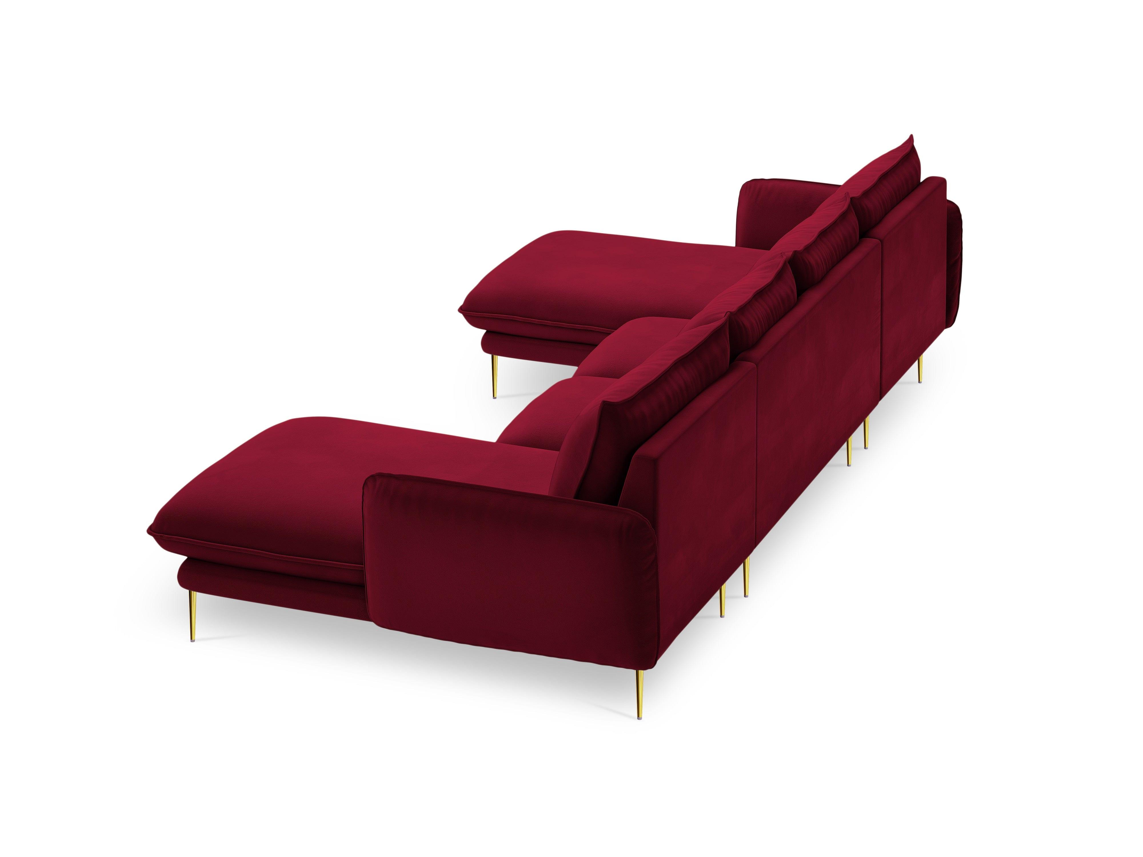 U-shaped velvet corner VIENNA maroon with gold base - Eye on Design