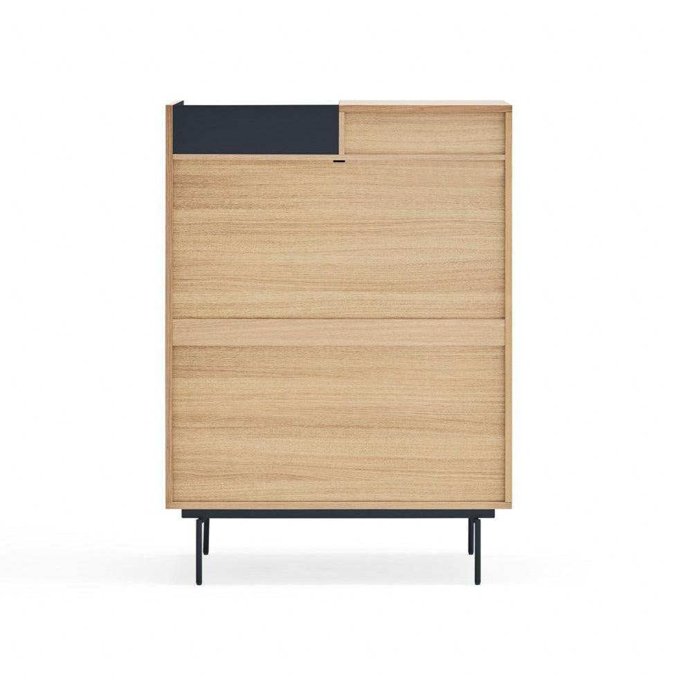 VALLEY high chest of drawers natural oak with dark finish - Eye on Design