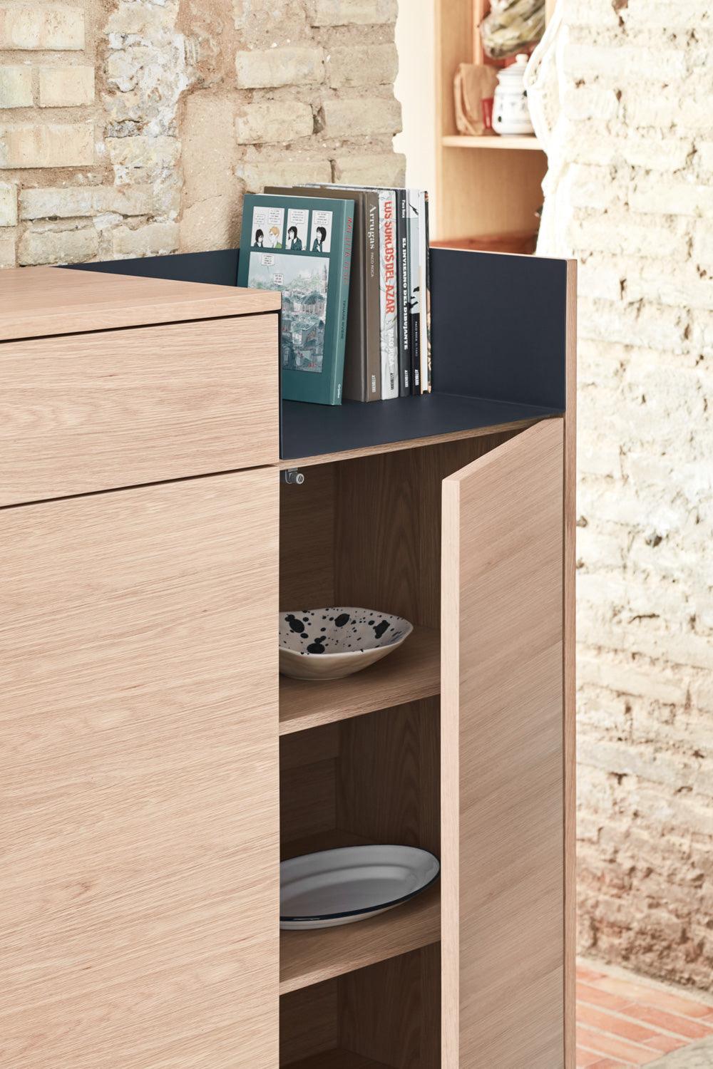 VALLEY high chest of drawers natural oak with dark finish - Eye on Design