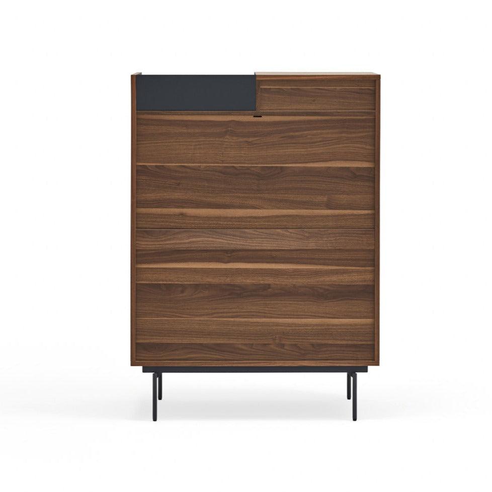 VALLEY high chest of drawers walnut wood with dark finish - Eye on Design